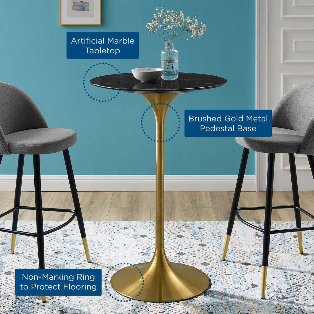 Lippa 28" Round Faux Marble Bar Table by Modway