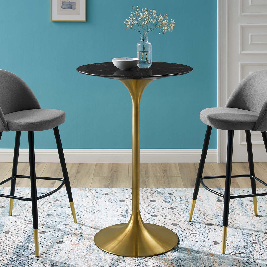 Lippa 28" Round Faux Marble Bar Table by Modway