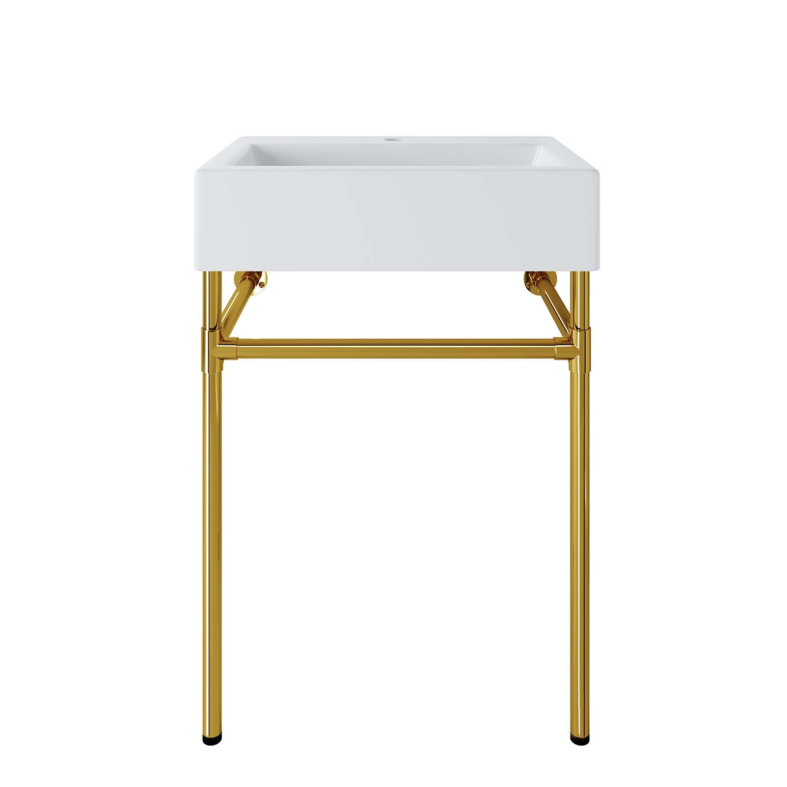 Redeem 24" Wall-Mount Gold Stainless Steel Bathroom Vanity by Modway
