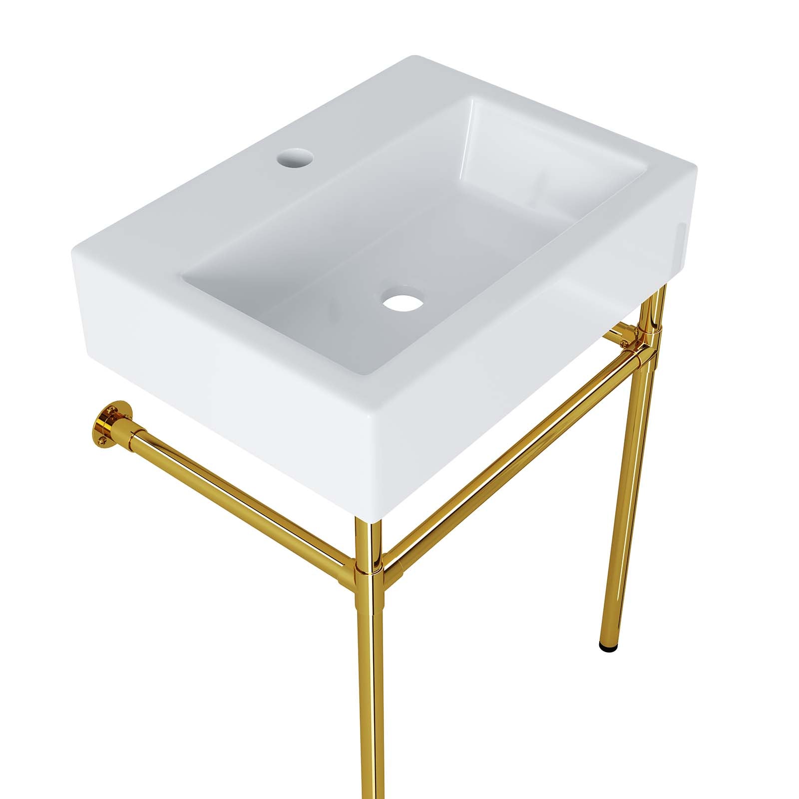 Redeem 24" Wall-Mount Gold Stainless Steel Bathroom Vanity by Modway