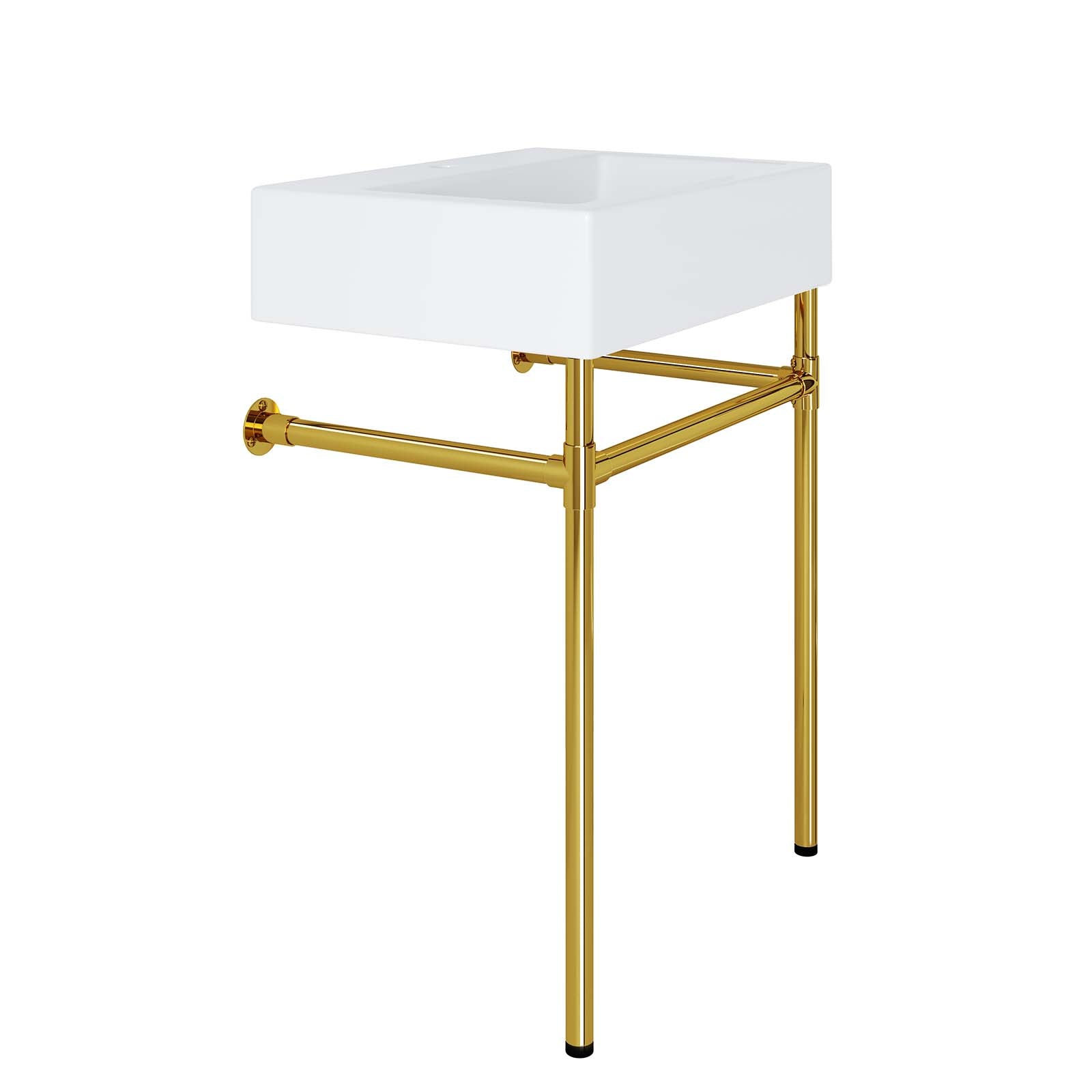 Redeem 24" Wall-Mount Gold Stainless Steel Bathroom Vanity by Modway