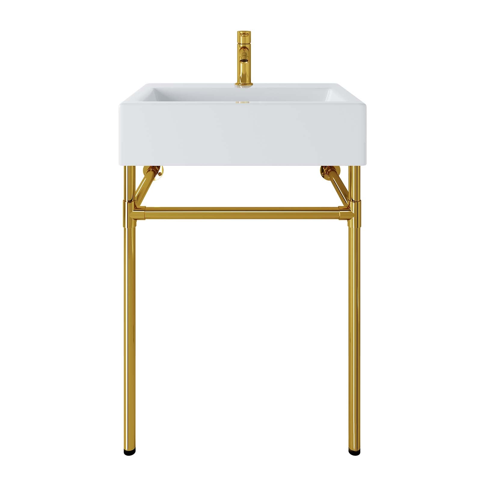 Redeem 24" Wall-Mount Gold Stainless Steel Bathroom Vanity by Modway
