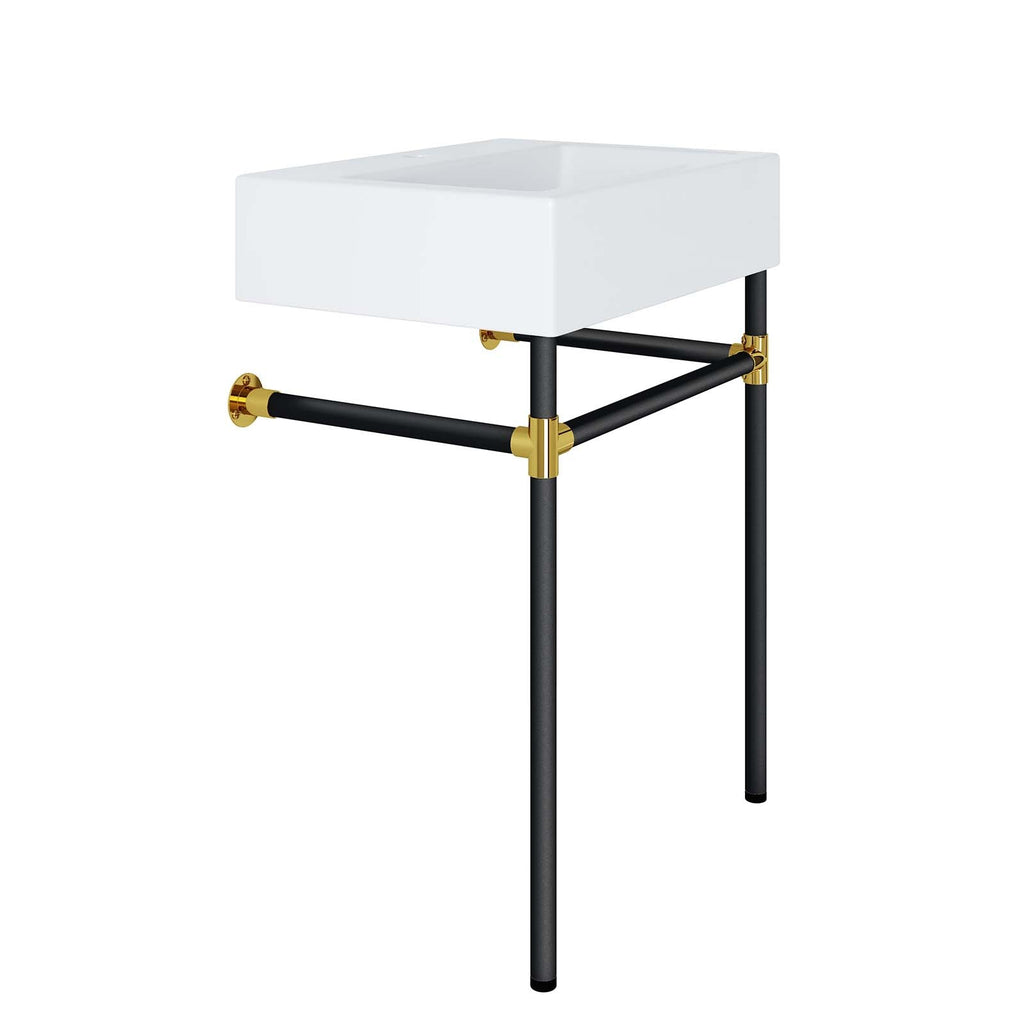 Redeem 24" Wall-Mount Black Stainless Steel Bathroom Vanity by Modway