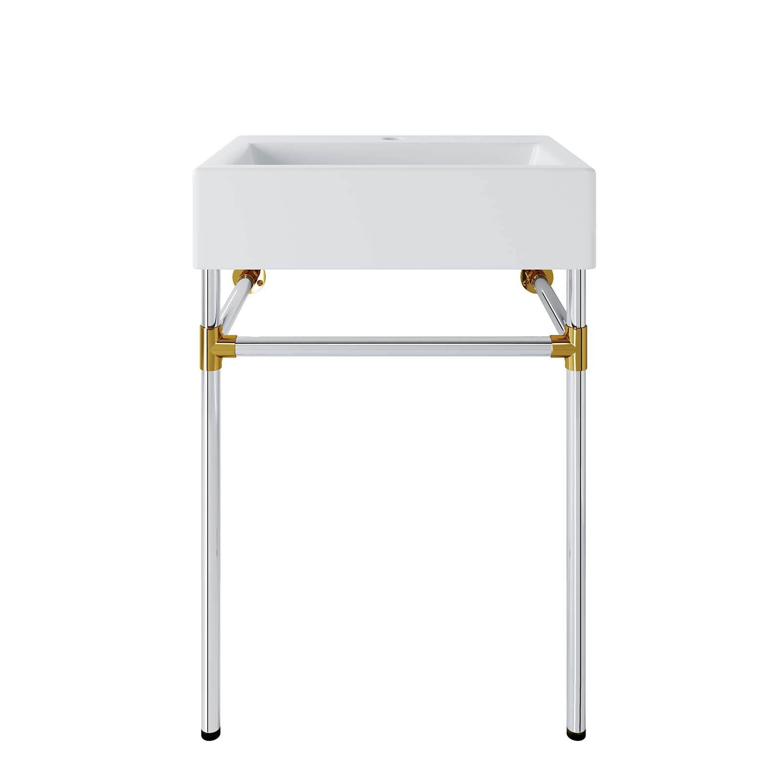 Redeem 24" Silver Stainless Steel Wall-Mount Bathroom Vanity by Modway
