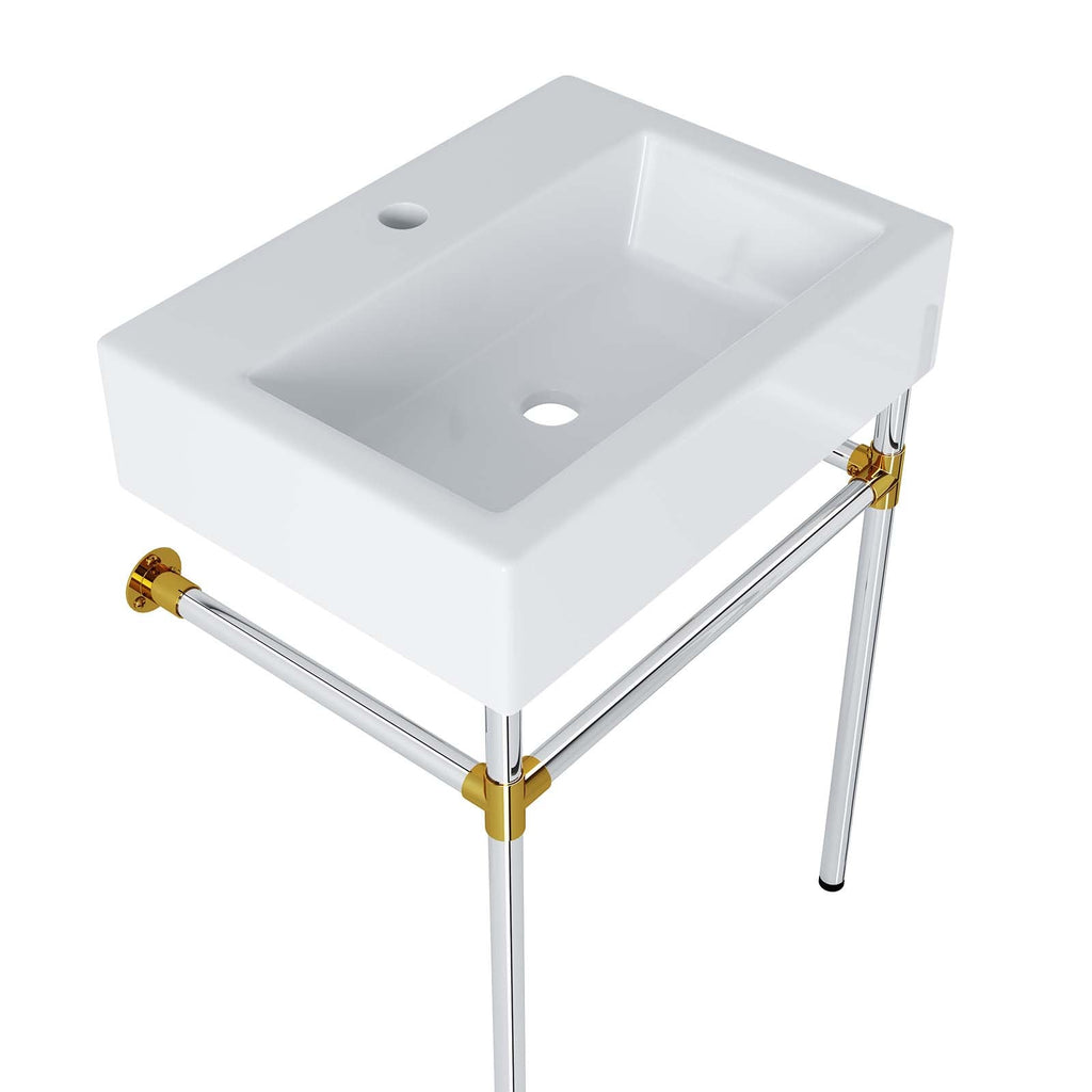 Redeem 24" Silver Stainless Steel Wall-Mount Bathroom Vanity by Modway