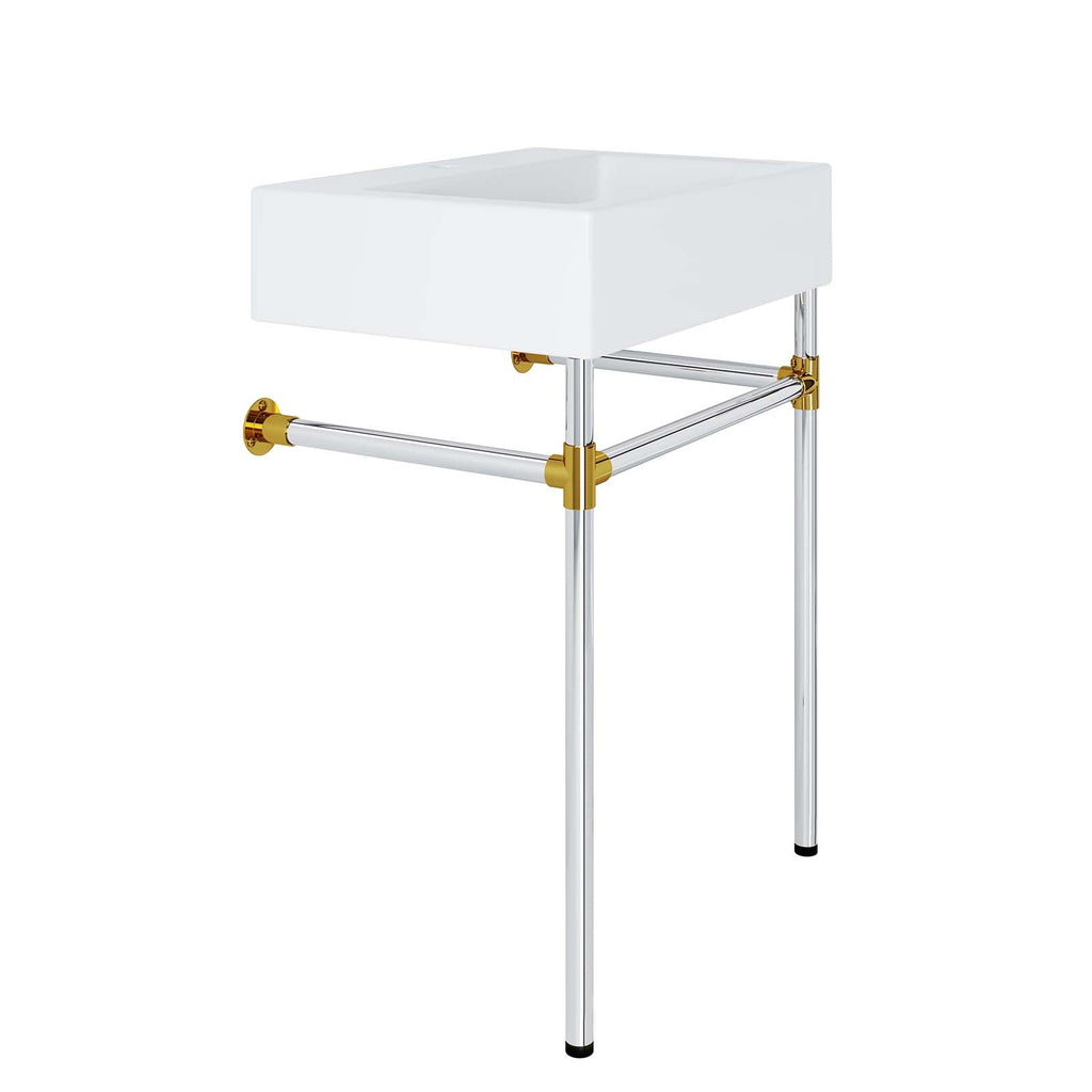 Redeem 24" Silver Stainless Steel Wall-Mount Bathroom Vanity by Modway