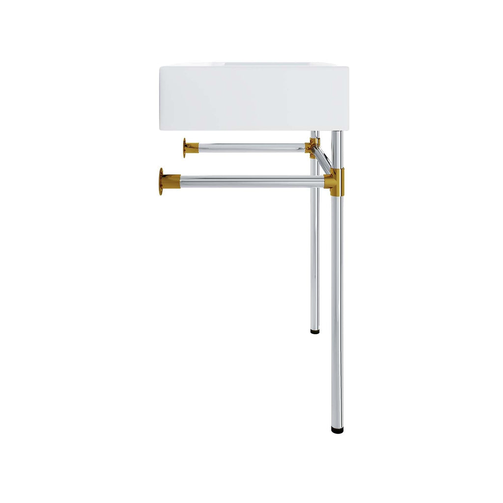 Redeem 24" Silver Stainless Steel Wall-Mount Bathroom Vanity by Modway