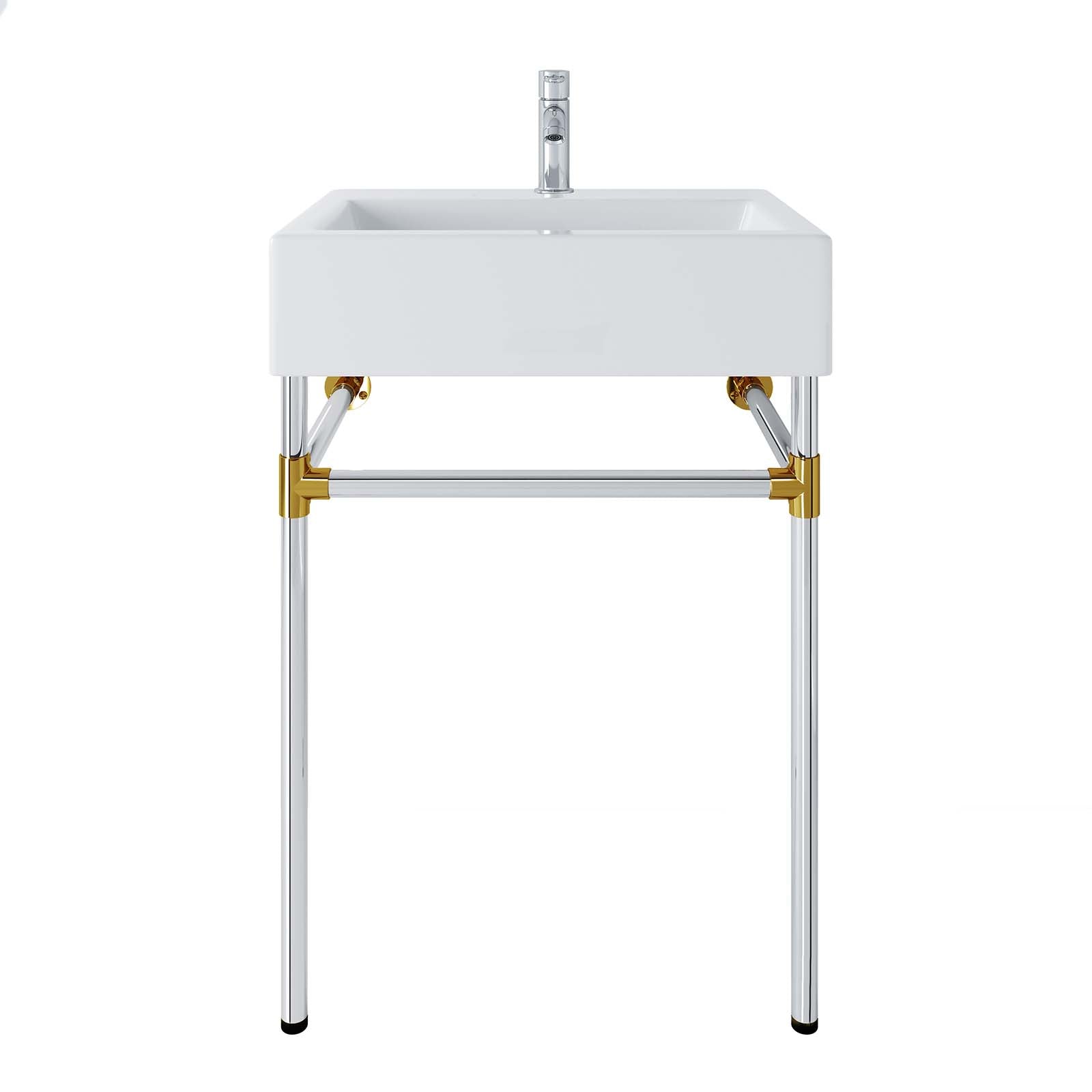 Redeem 24" Silver Stainless Steel Wall-Mount Bathroom Vanity by Modway
