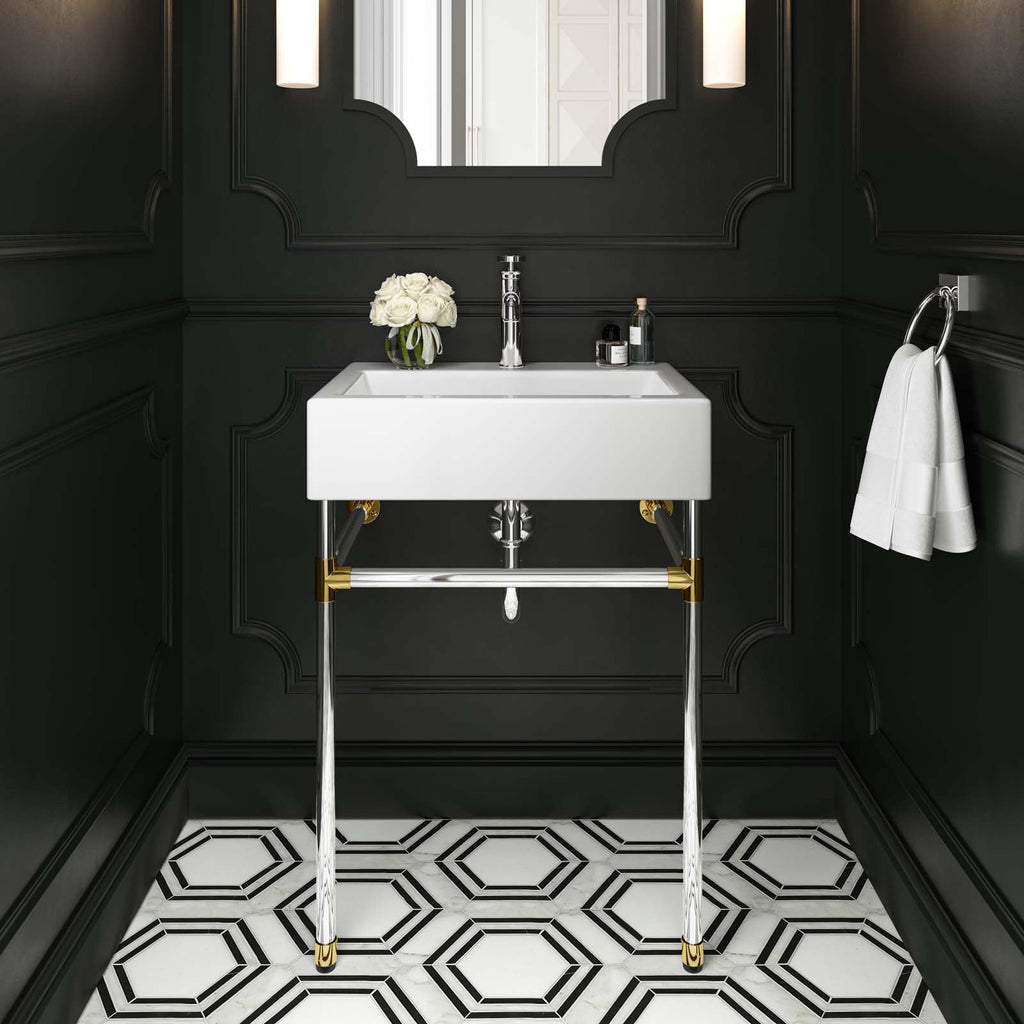 Redeem 24" Silver Stainless Steel Wall-Mount Bathroom Vanity by Modway