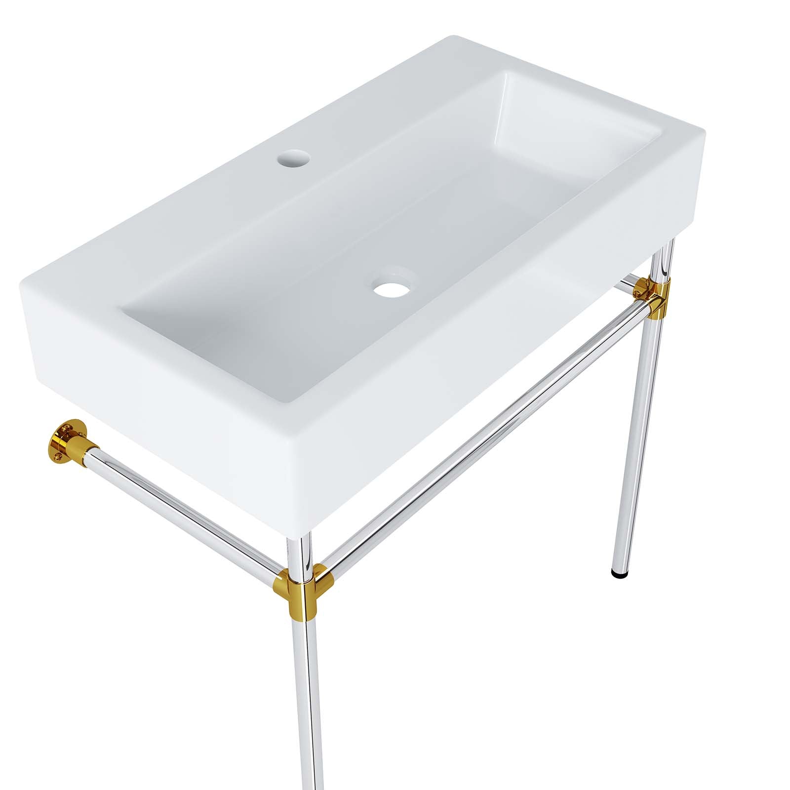 Redeem 32" Silver Stainless Steel Wall-Mount Bathroom Vanity by Modway