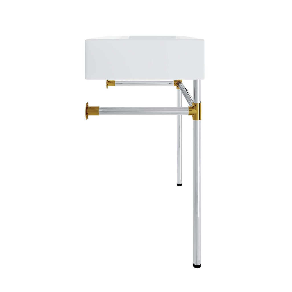Redeem 32" Silver Stainless Steel Wall-Mount Bathroom Vanity by Modway