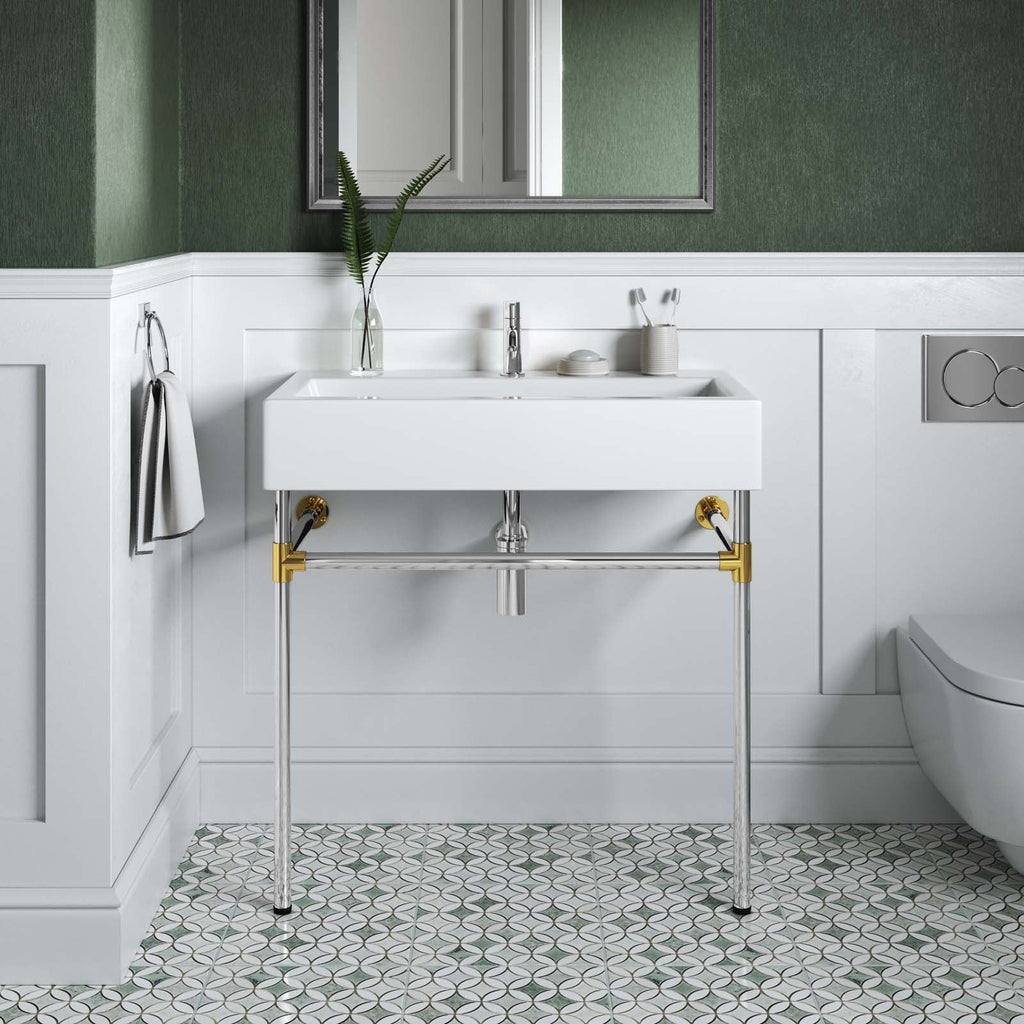 Redeem 32" Silver Stainless Steel Wall-Mount Bathroom Vanity by Modway