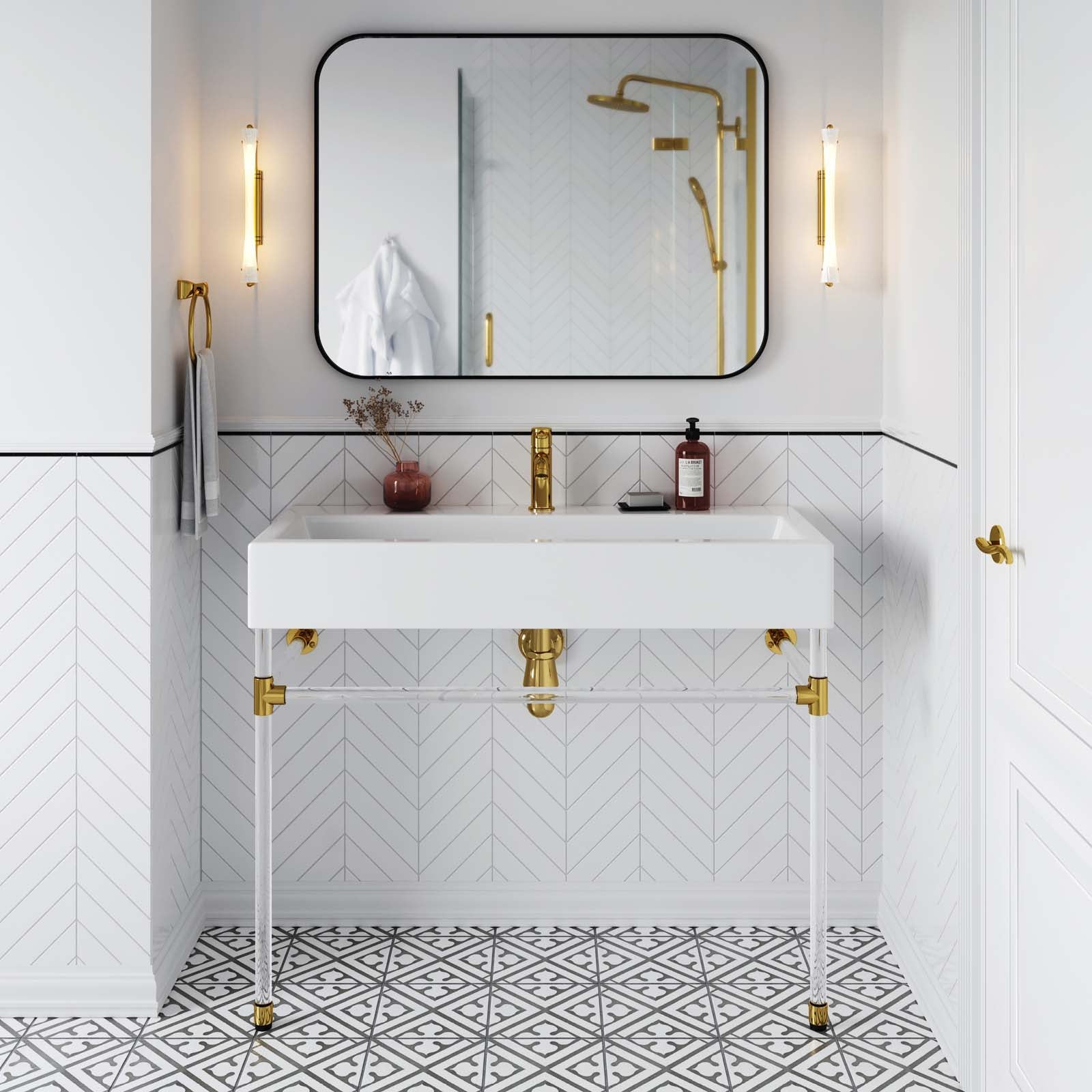 Redeem 40" Acrylic Wall-Mount Bathroom Vanity by Modway