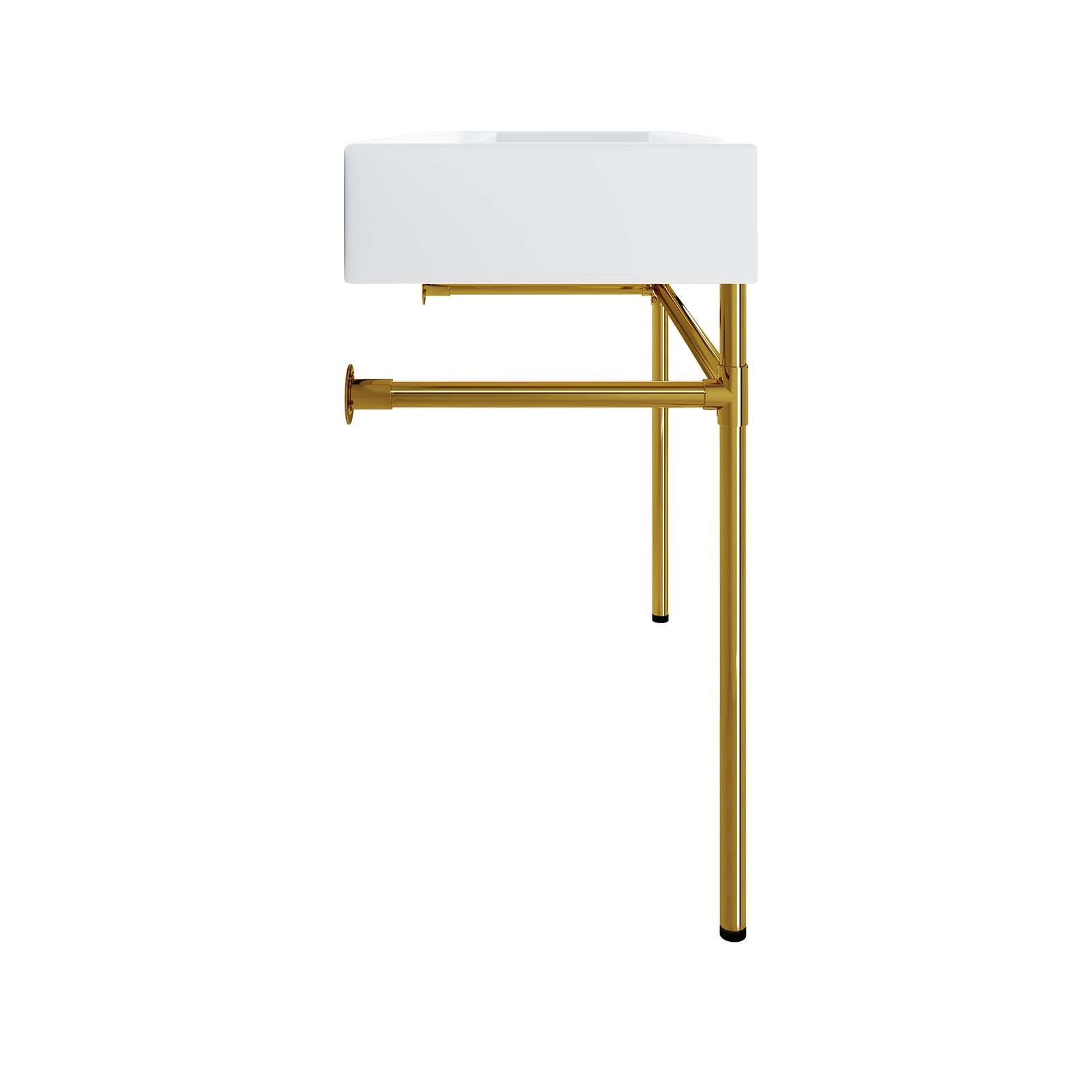 Redeem 40" Wall-Mount Gold Stainless Steel Bathroom Vanity by Modway