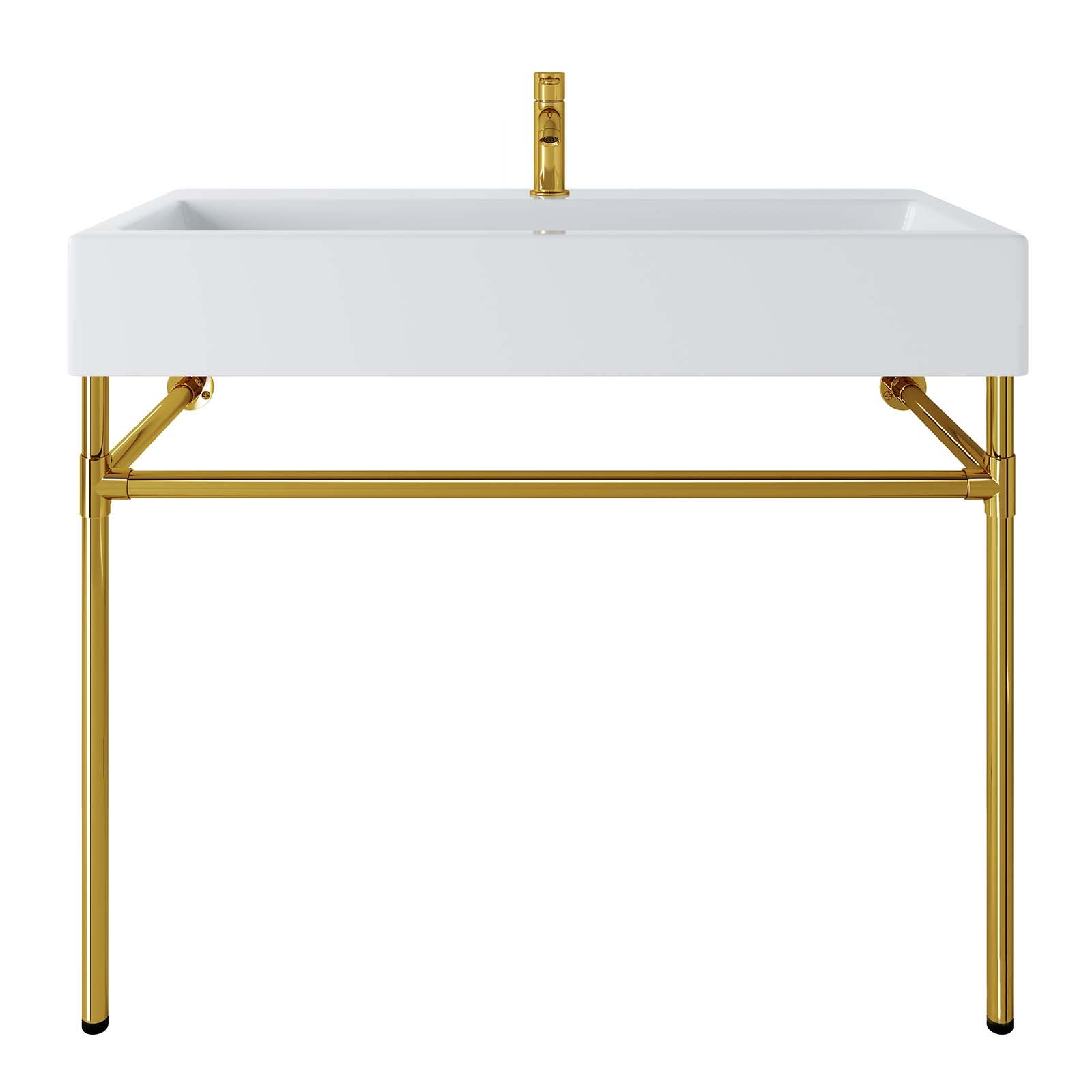 Redeem 40" Wall-Mount Gold Stainless Steel Bathroom Vanity by Modway