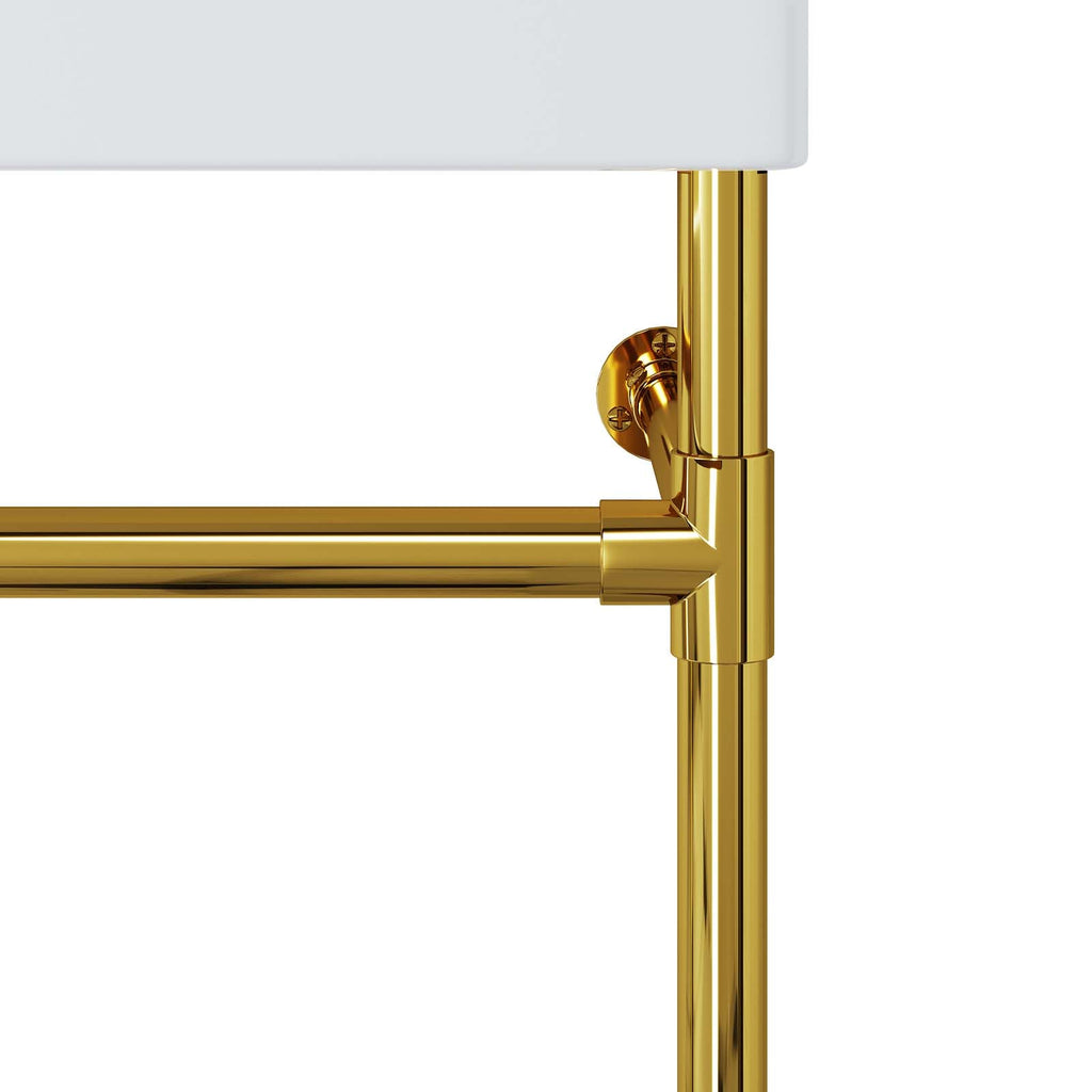 Redeem 40" Wall-Mount Gold Stainless Steel Bathroom Vanity by Modway