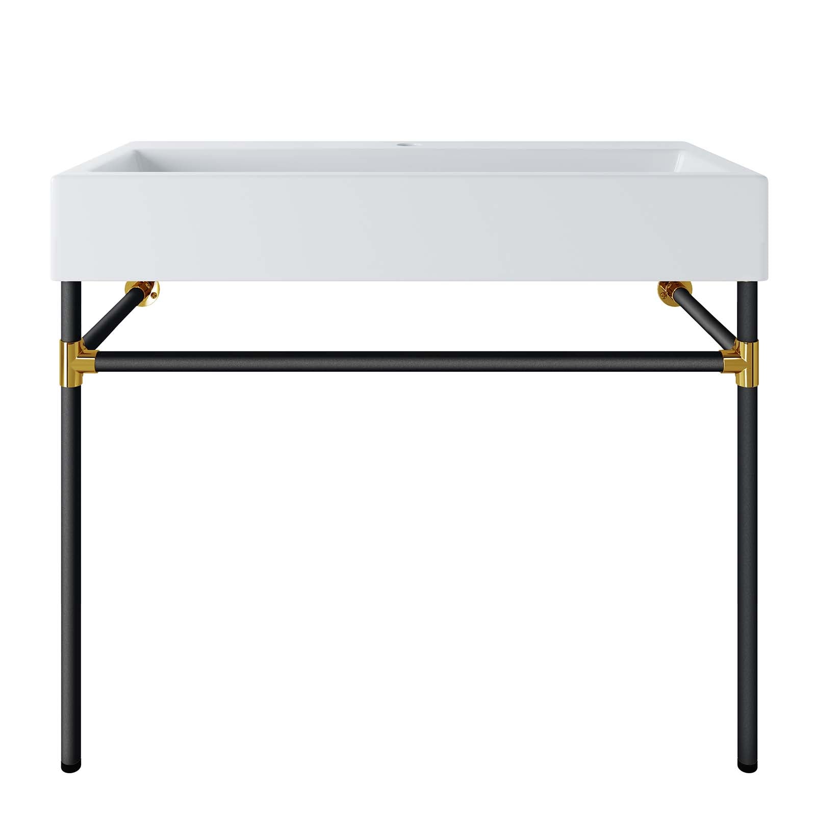 Redeem 40" Black Stainless Steel Wall-Mount Bathroom Vanity by Modway
