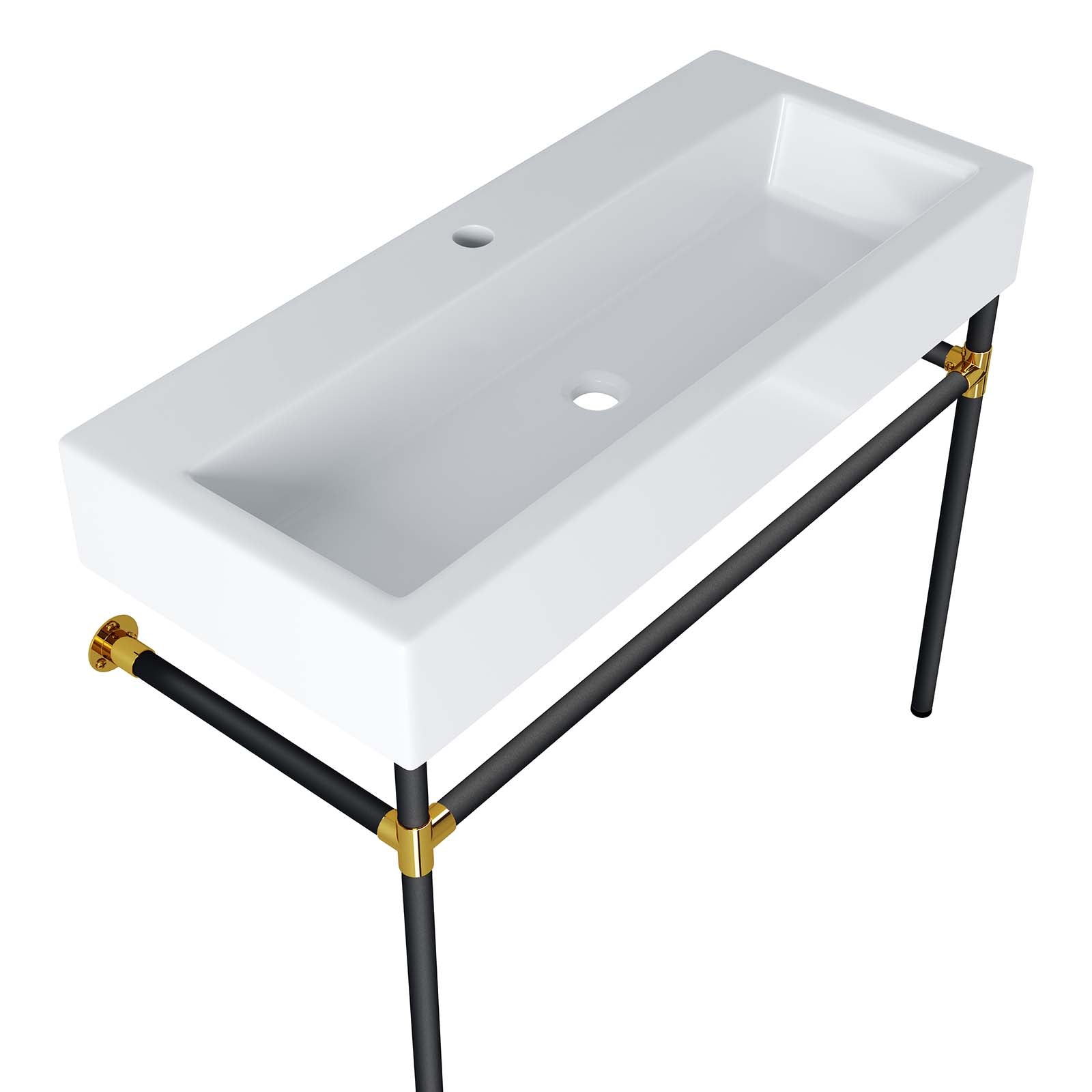 Redeem 40" Black Stainless Steel Wall-Mount Bathroom Vanity by Modway
