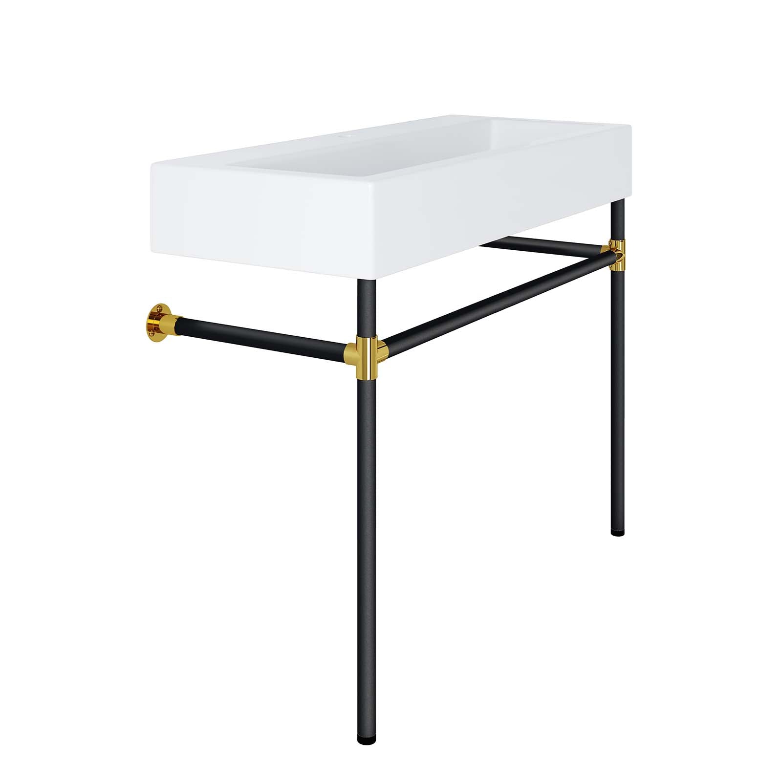 Redeem 40" Black Stainless Steel Wall-Mount Bathroom Vanity by Modway