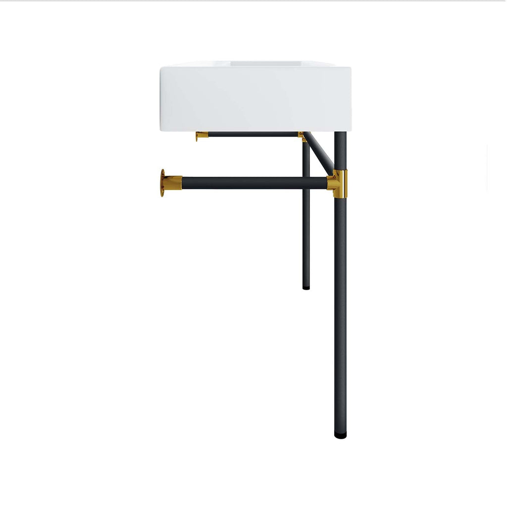 Redeem 40" Black Stainless Steel Wall-Mount Bathroom Vanity by Modway