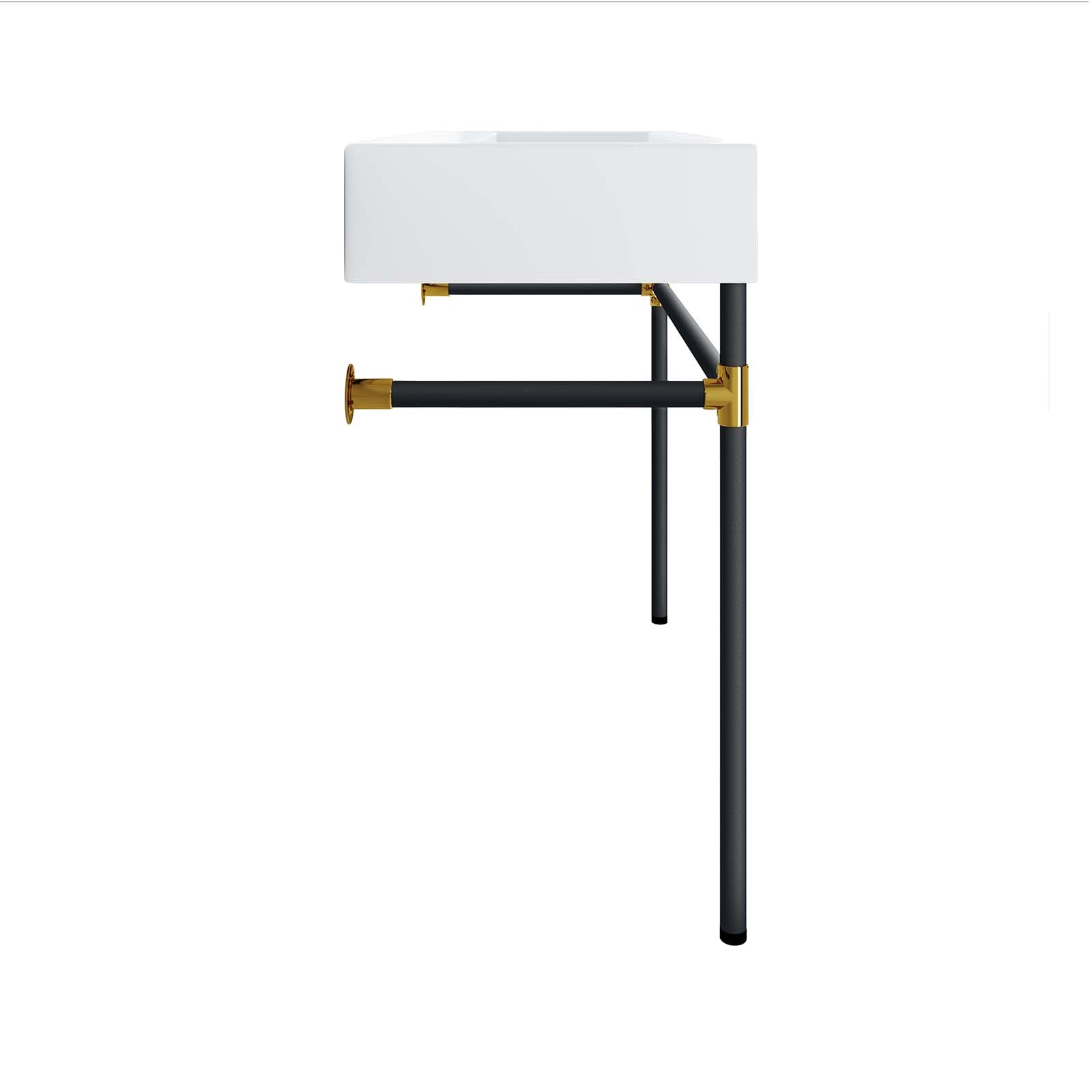 Redeem 40" Black Stainless Steel Wall-Mount Bathroom Vanity by Modway