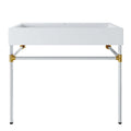 Redeem 40" Silver Stainless Steel Wall-Mount Bathroom Vanity by Modway