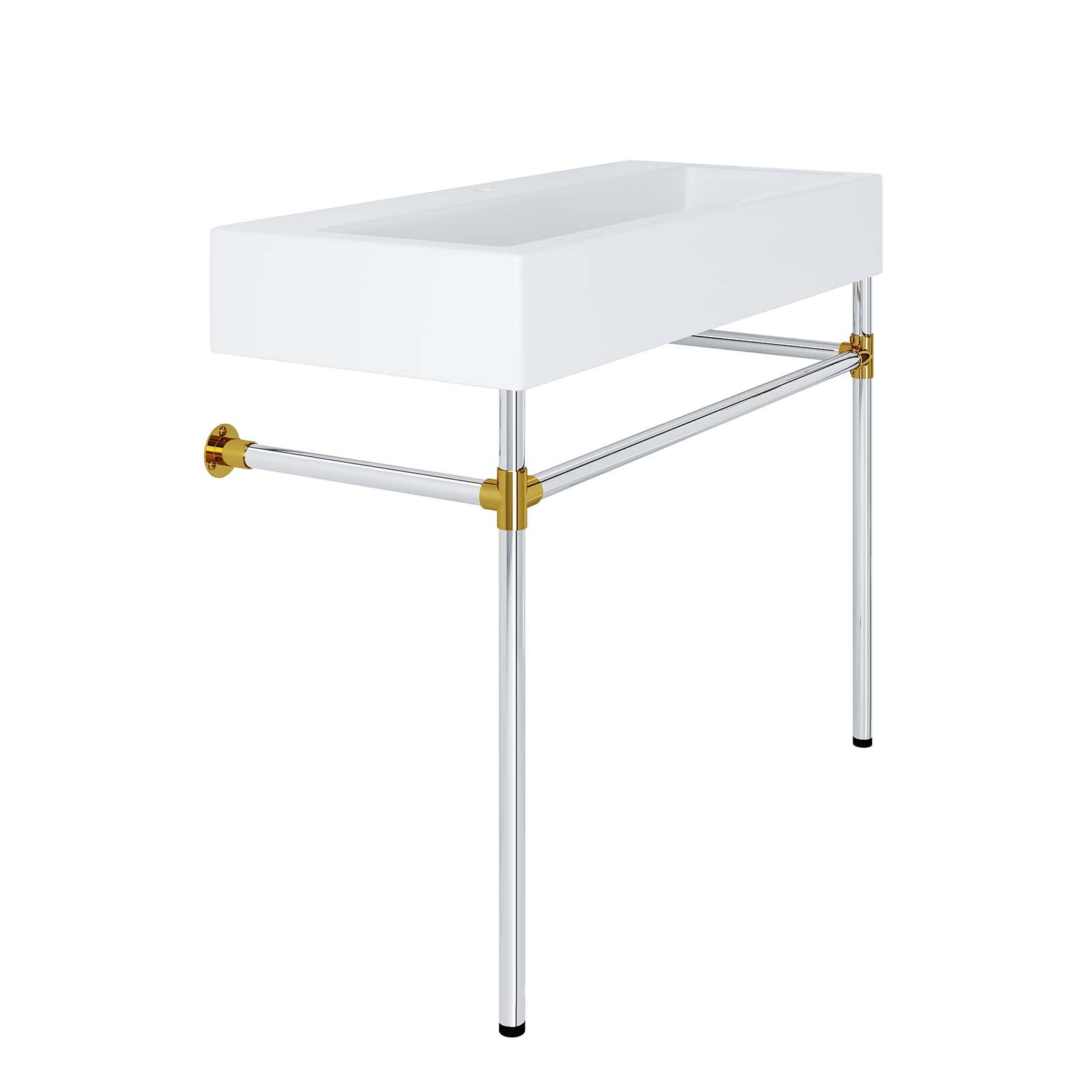Redeem 40" Silver Stainless Steel Wall-Mount Bathroom Vanity by Modway