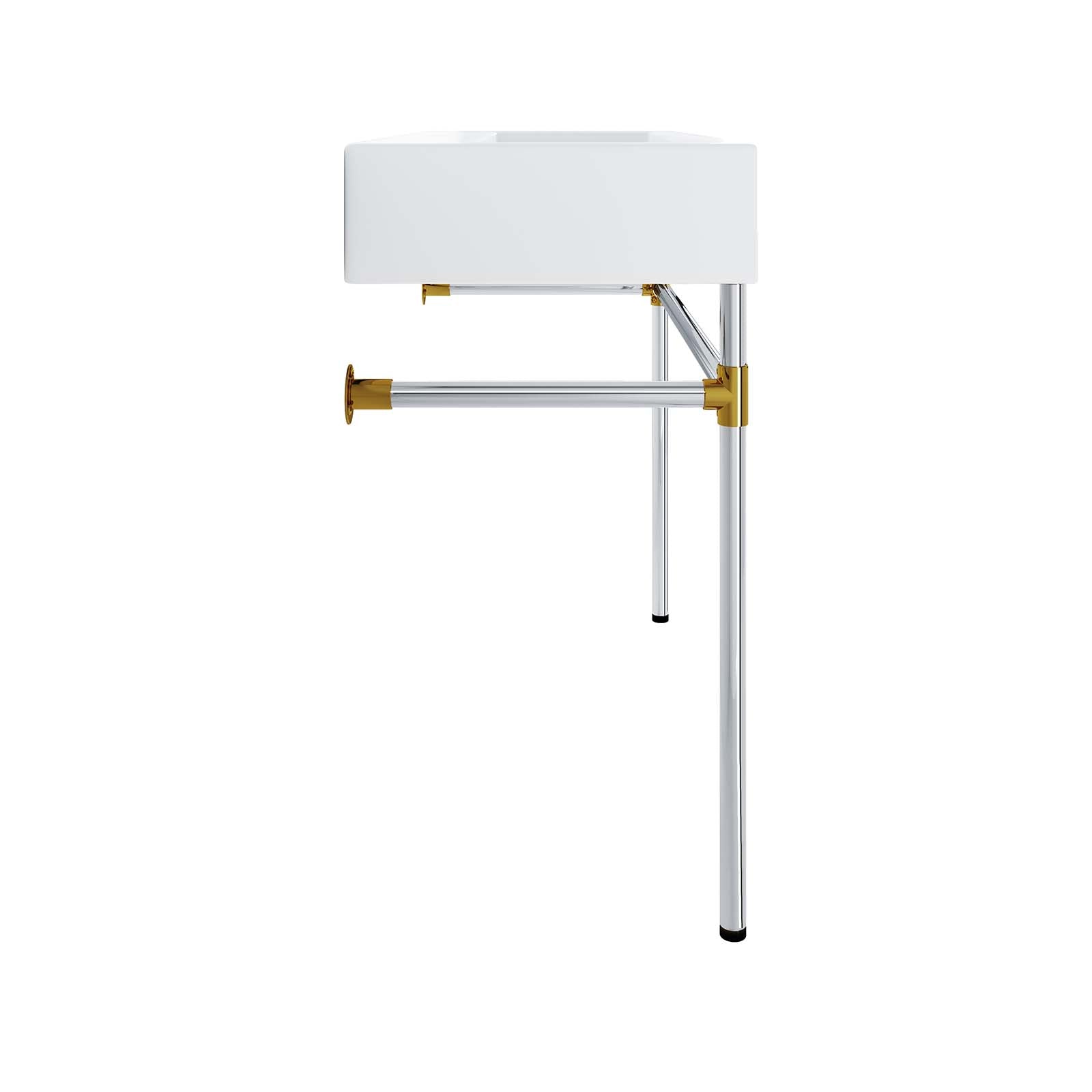 Redeem 40" Silver Stainless Steel Wall-Mount Bathroom Vanity by Modway