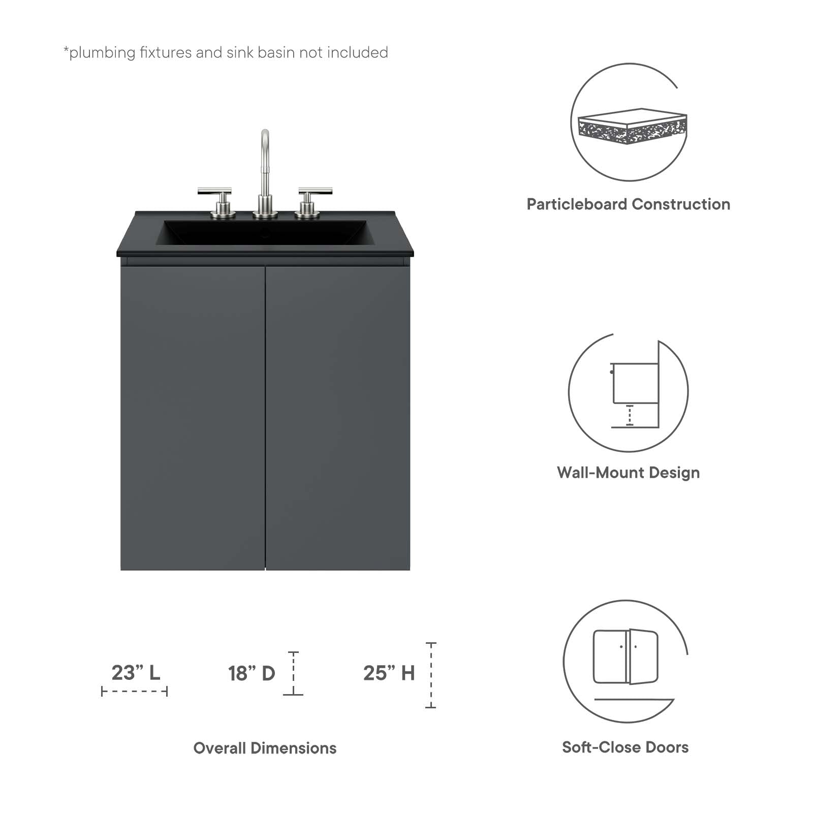 Bryn 24" Wall-Mount Bathroom Vanity (Sink Basin Not Included) by Modway