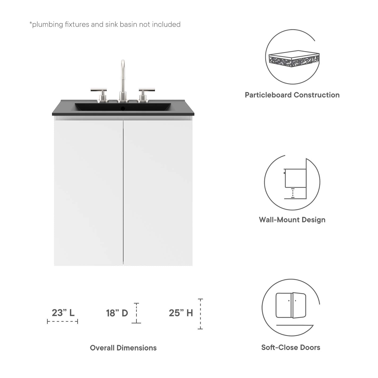 Bryn 24" Wall-Mount Bathroom Vanity (Sink Basin Not Included) by Modway