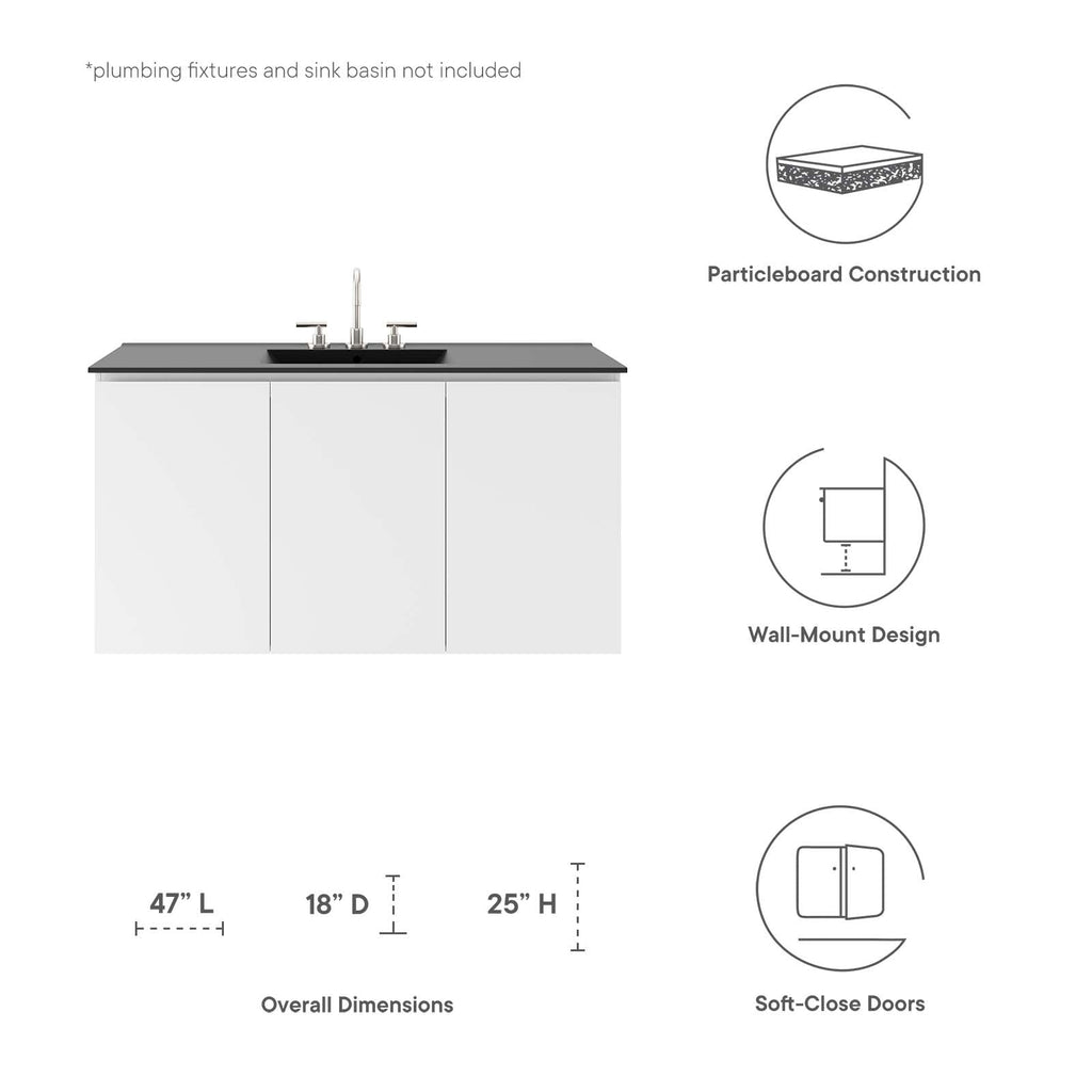 Bryn 48" Wall-Mount Bathroom Vanity (Sink Basin Not Included) by Modway