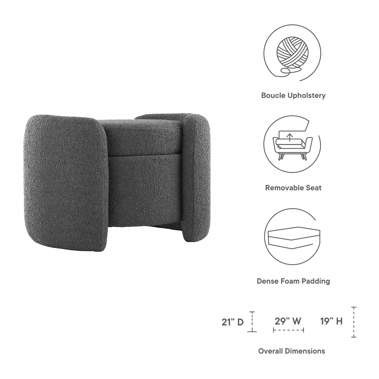 Nebula Boucle Upholstered Ottoman by Modway