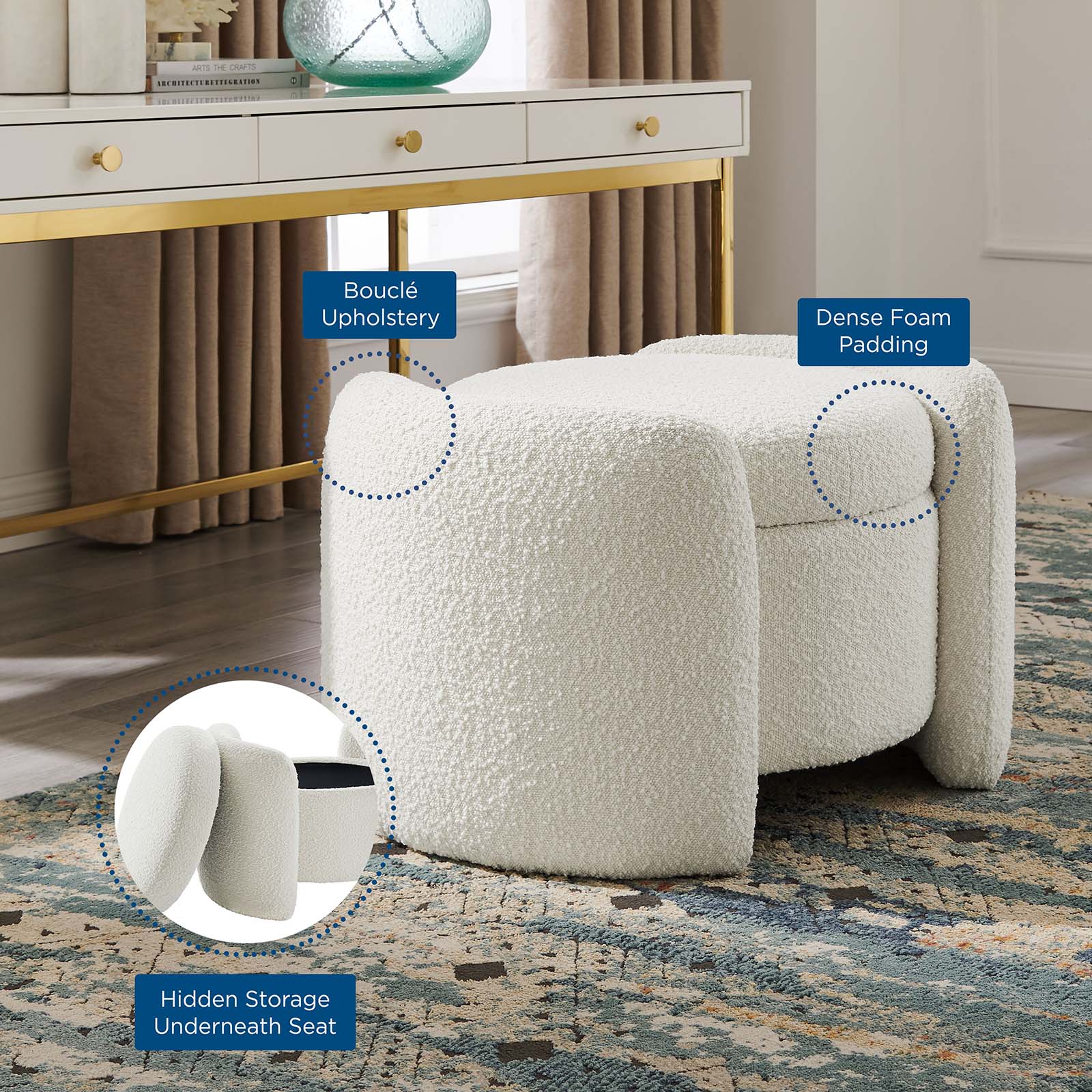 Nebula Boucle Upholstered Ottoman by Modway