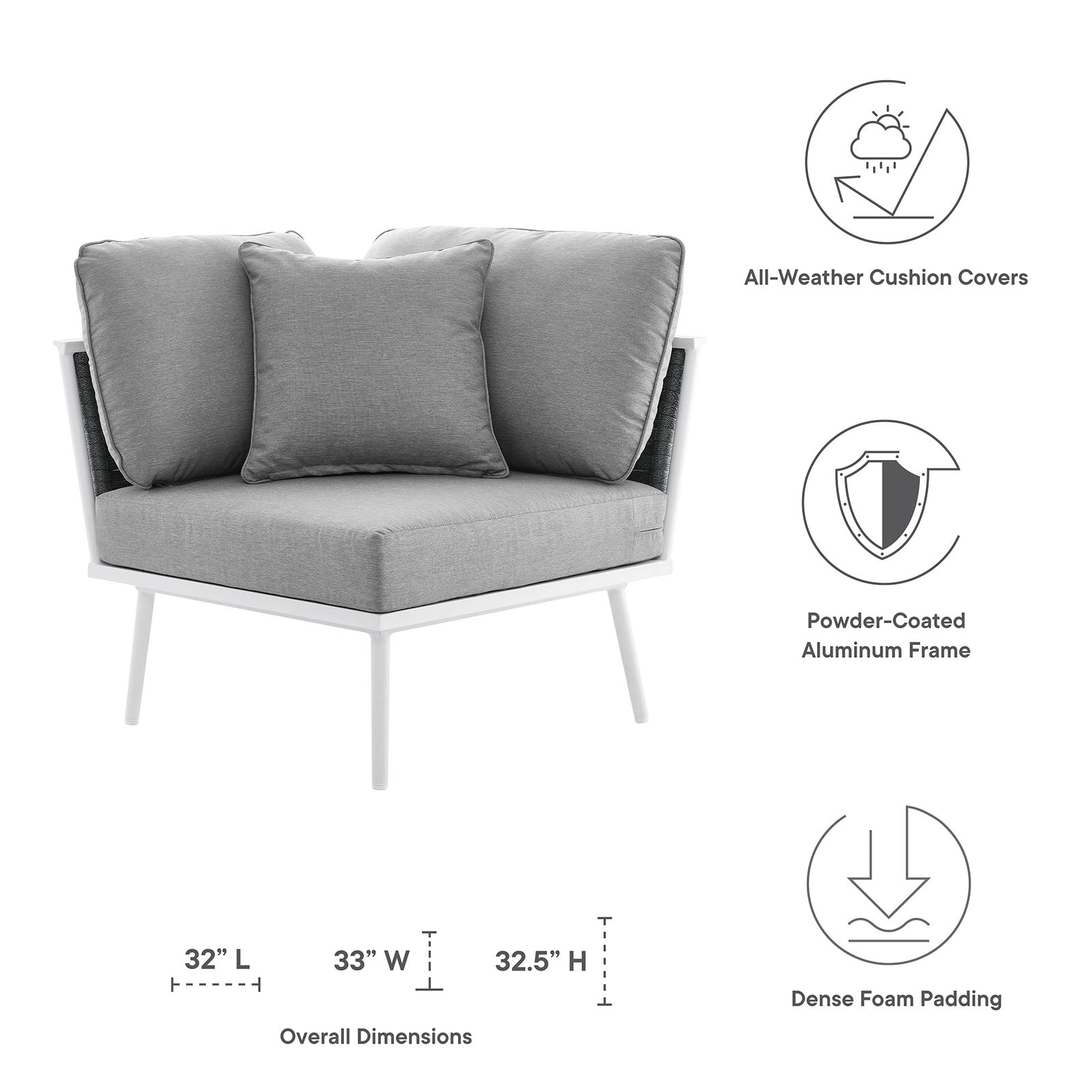 Stance Outdoor Patio Aluminum Corner Chair by Modway