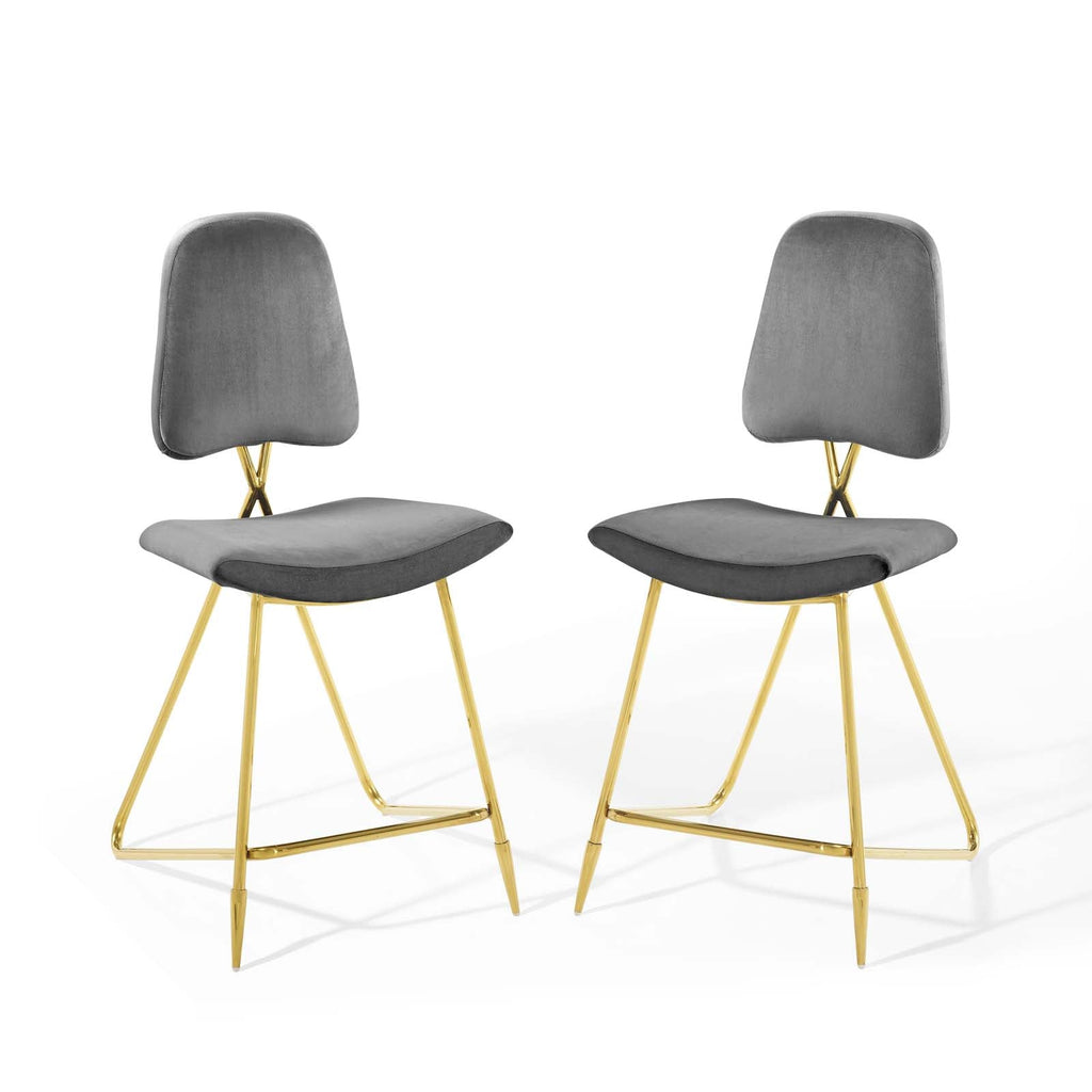 Ponder Performance Velvet Counter Stool Set of 2 by Modway
