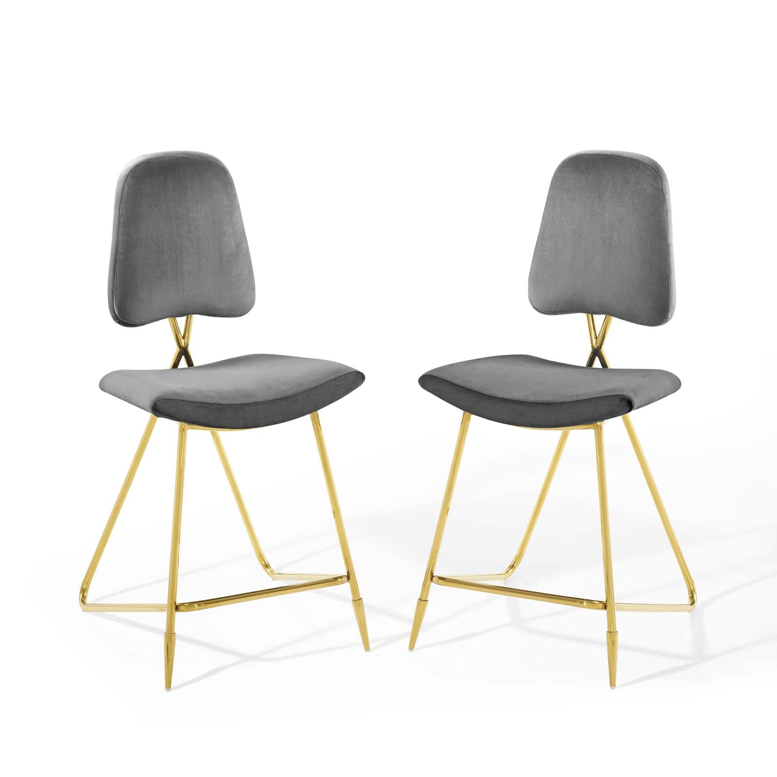 Ponder Performance Velvet Counter Stool Set of 2 by Modway