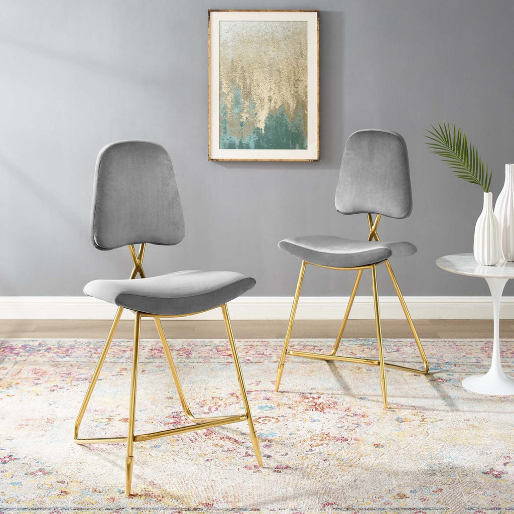 Ponder Performance Velvet Counter Stool Set of 2 by Modway
