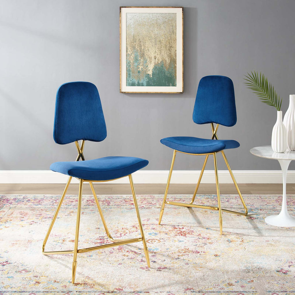 Ponder Performance Velvet Counter Stool Set of 2 by Modway