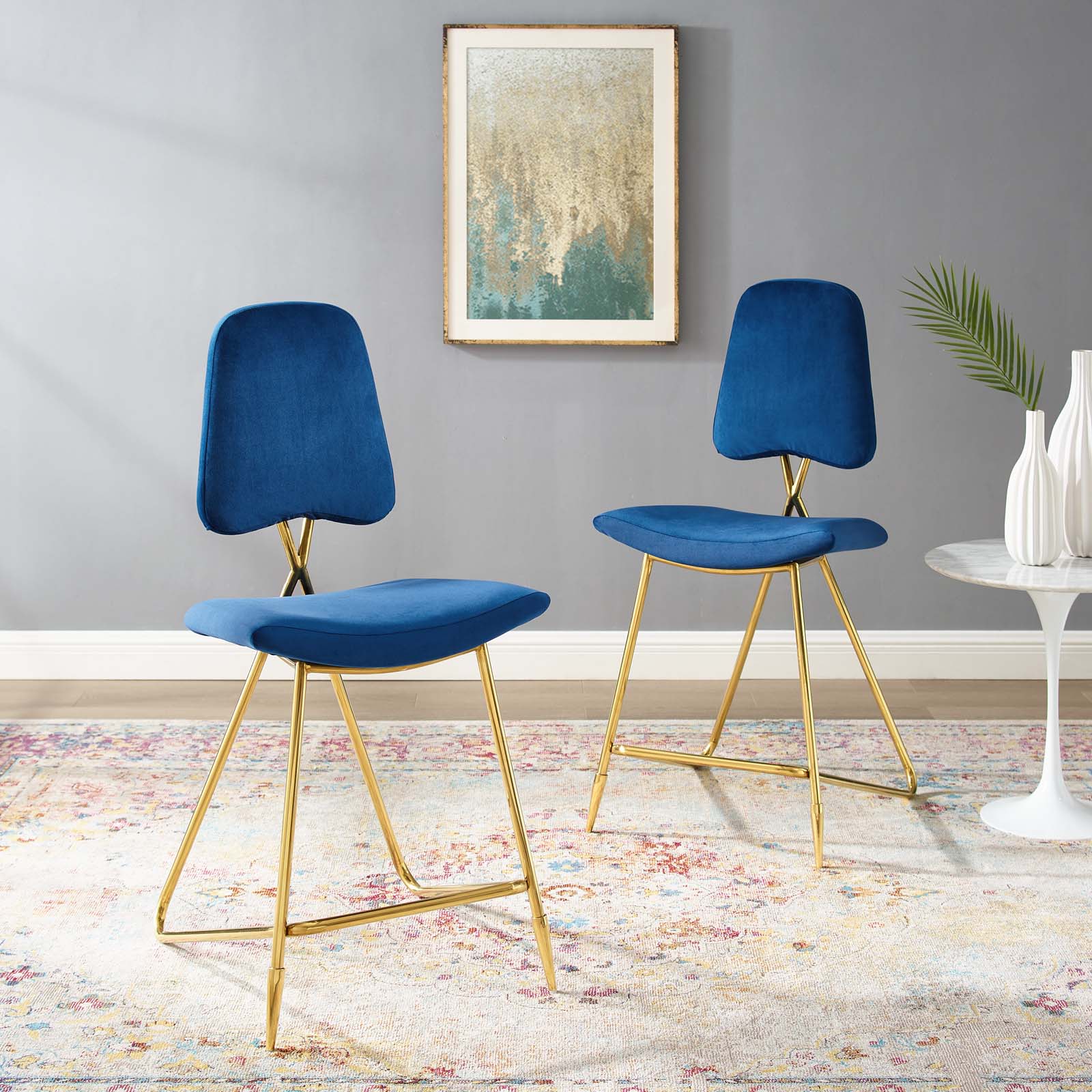 Ponder Performance Velvet Counter Stool Set of 2 by Modway