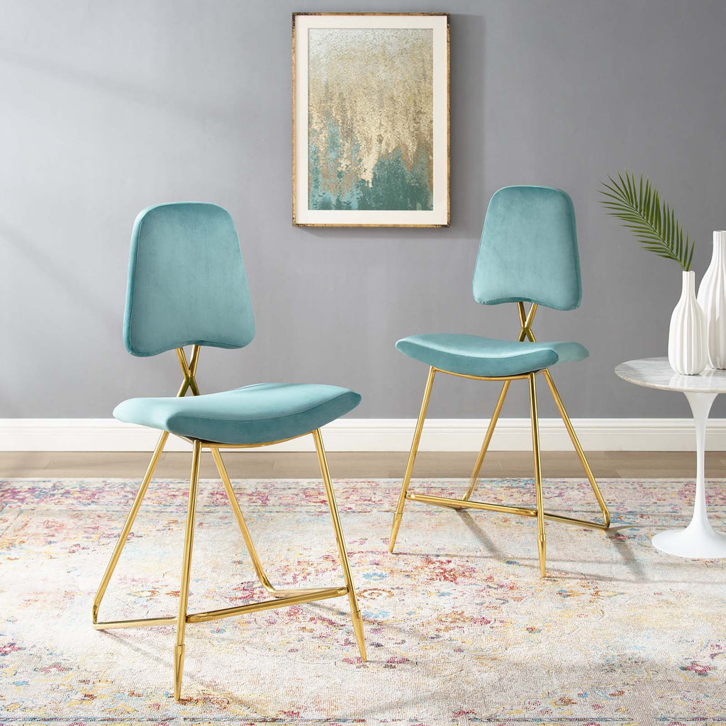 Ponder Performance Velvet Counter Stool Set of 2 by Modway