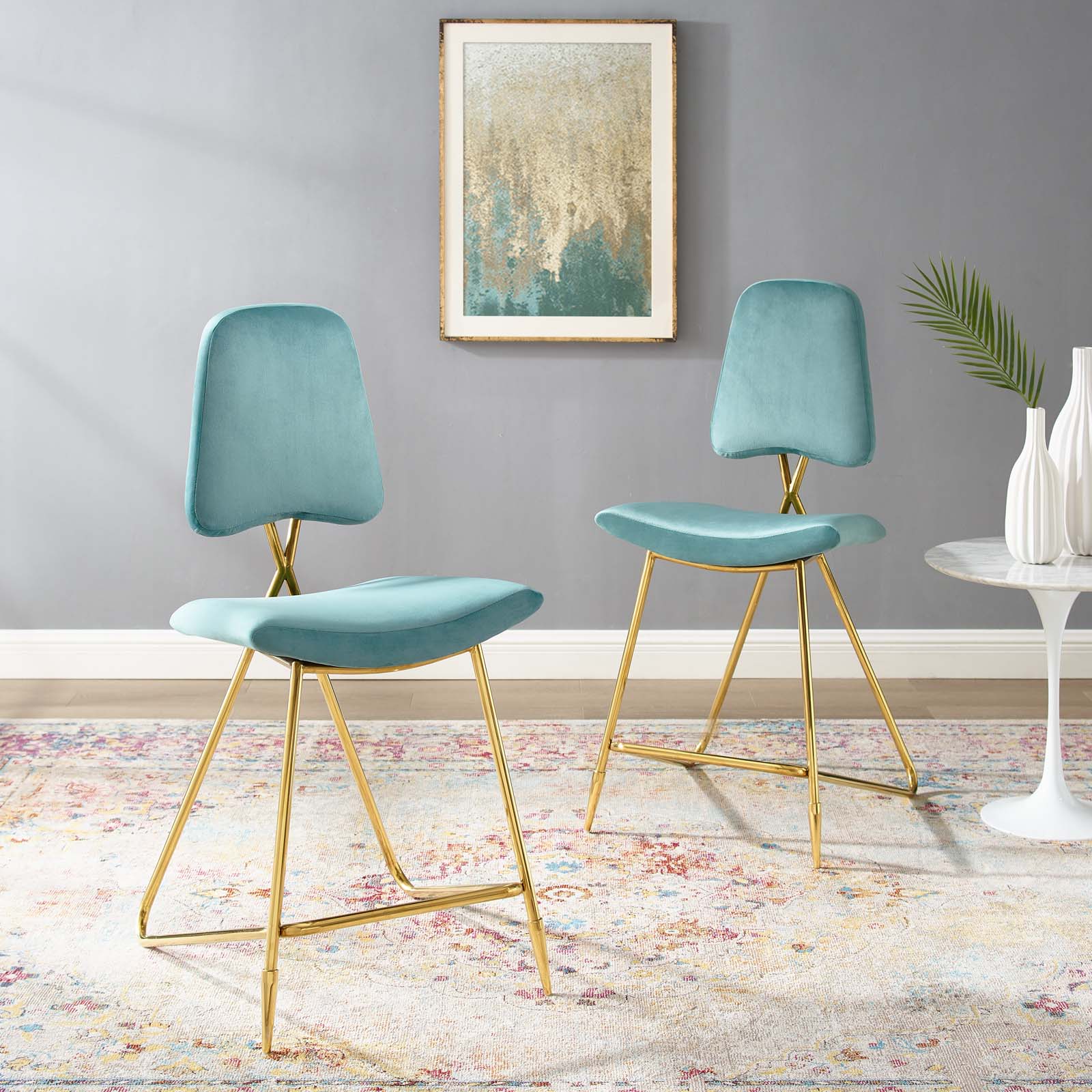 Ponder Performance Velvet Counter Stool Set of 2 by Modway