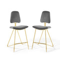 Ponder Performance Velvet Bar Stool Set of 2 by Modway