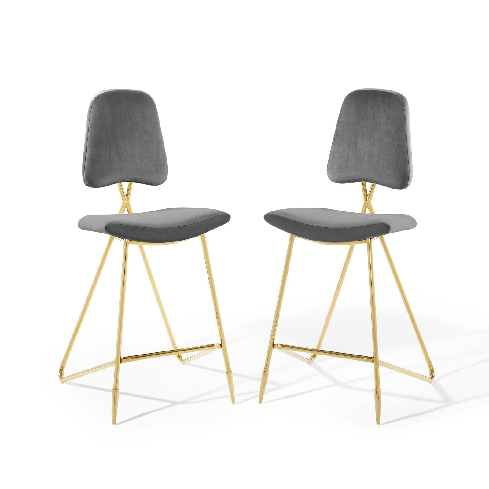 Ponder Performance Velvet Bar Stool Set of 2 by Modway