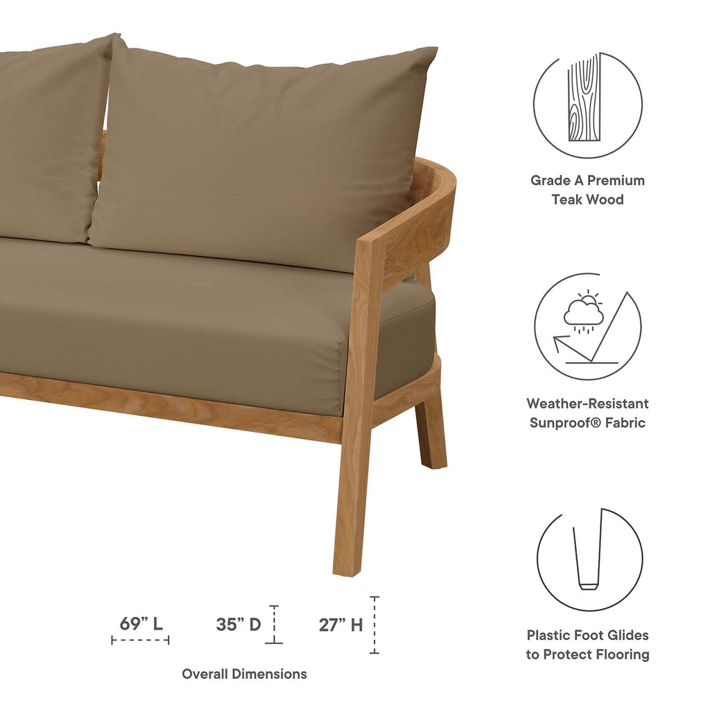 Brisbane Teak Wood Outdoor Patio Loveseat by Modway