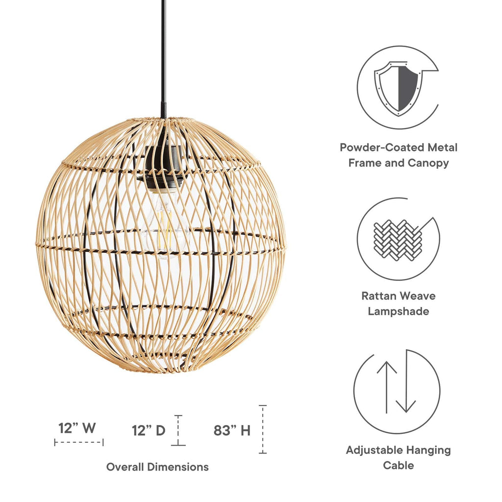Nurture Rattan Pendant Light by Modway