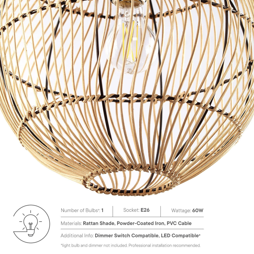 Nurture Rattan Pendant Light by Modway