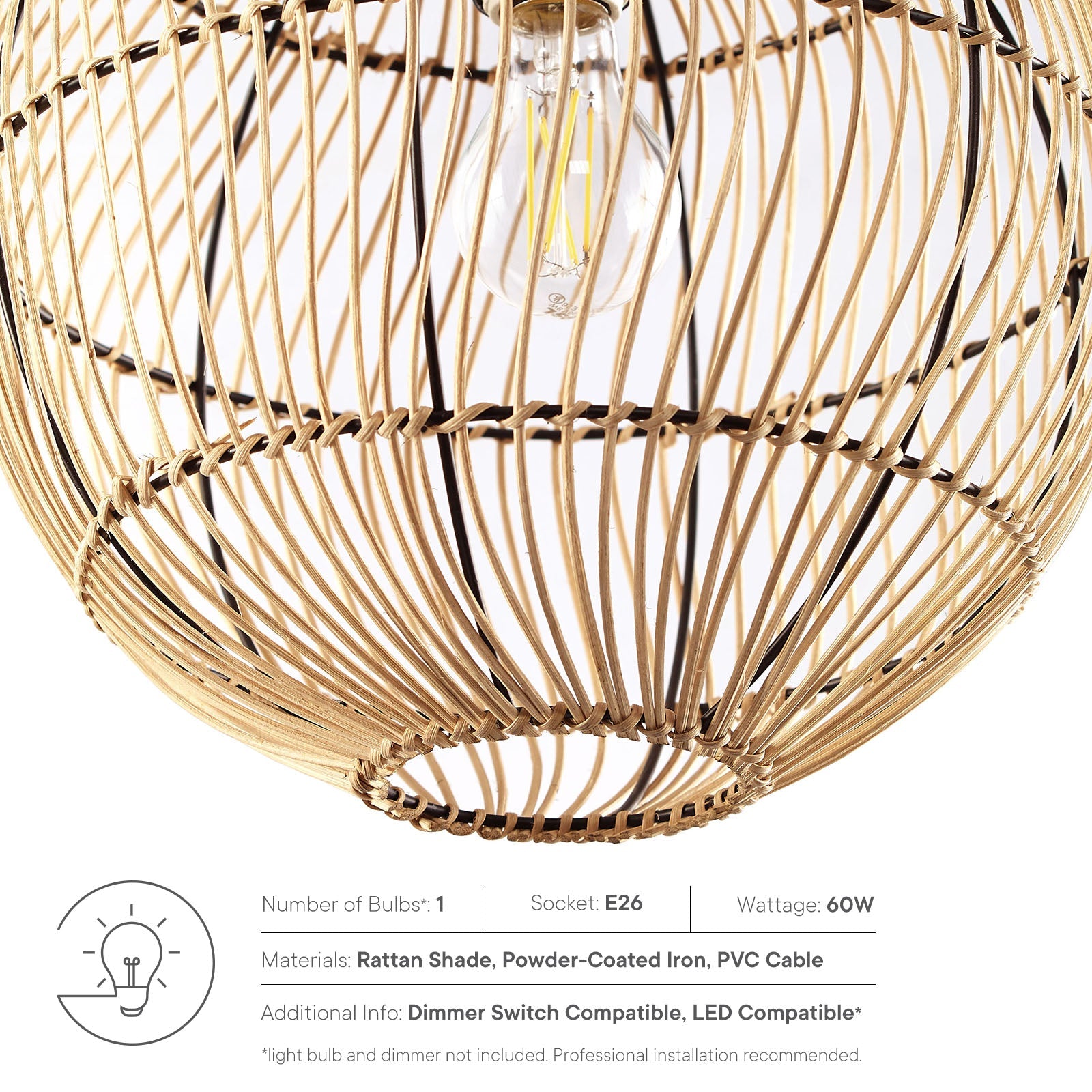 Nurture Rattan Pendant Light by Modway