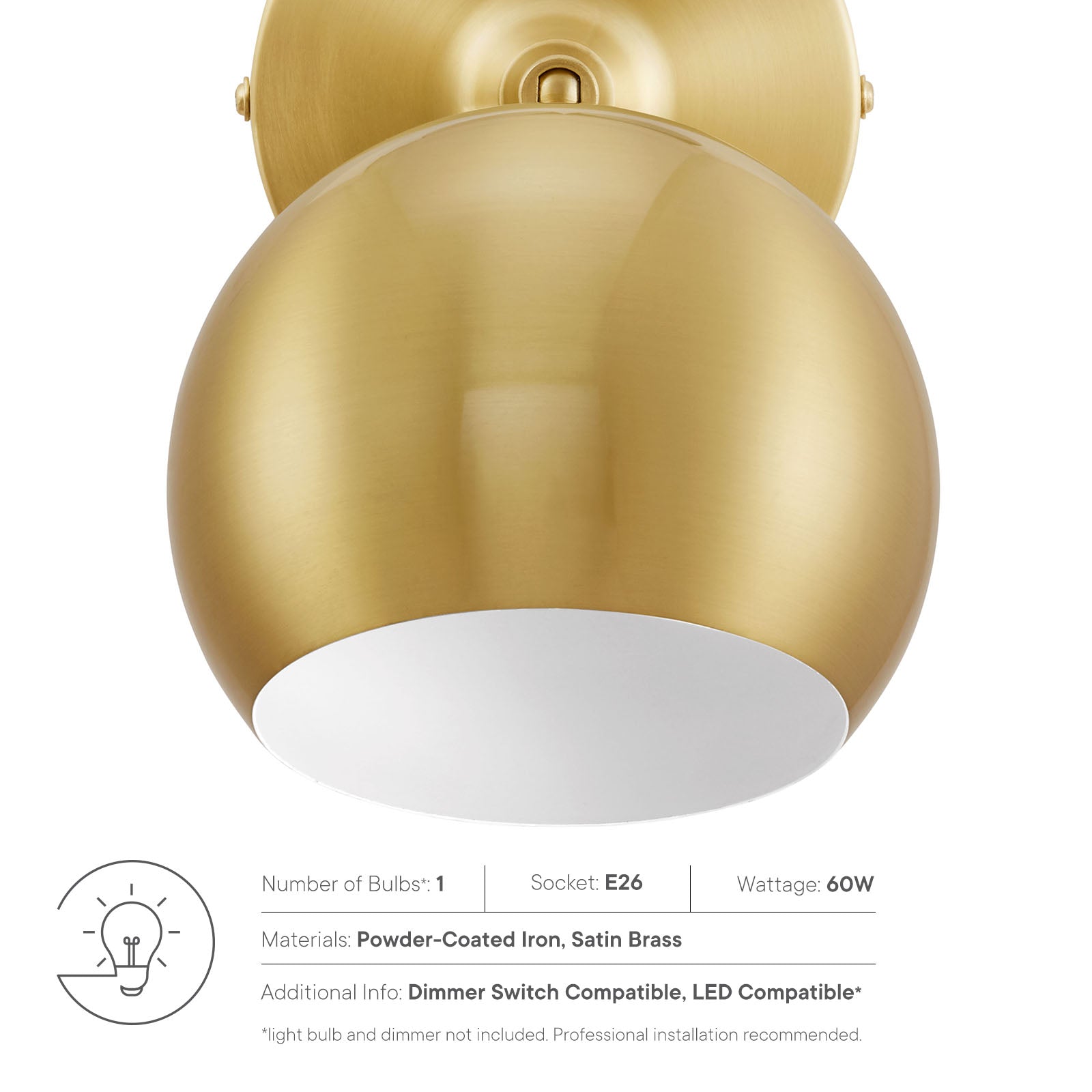 Chalice 4" Swing-Arm Metal Wall Sconce by Modway