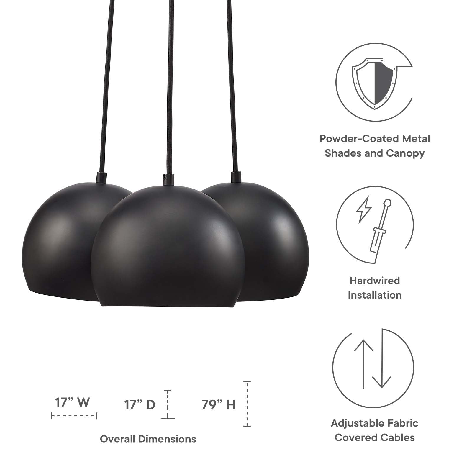 Chalice 3-Light Metal Pendant by Modway