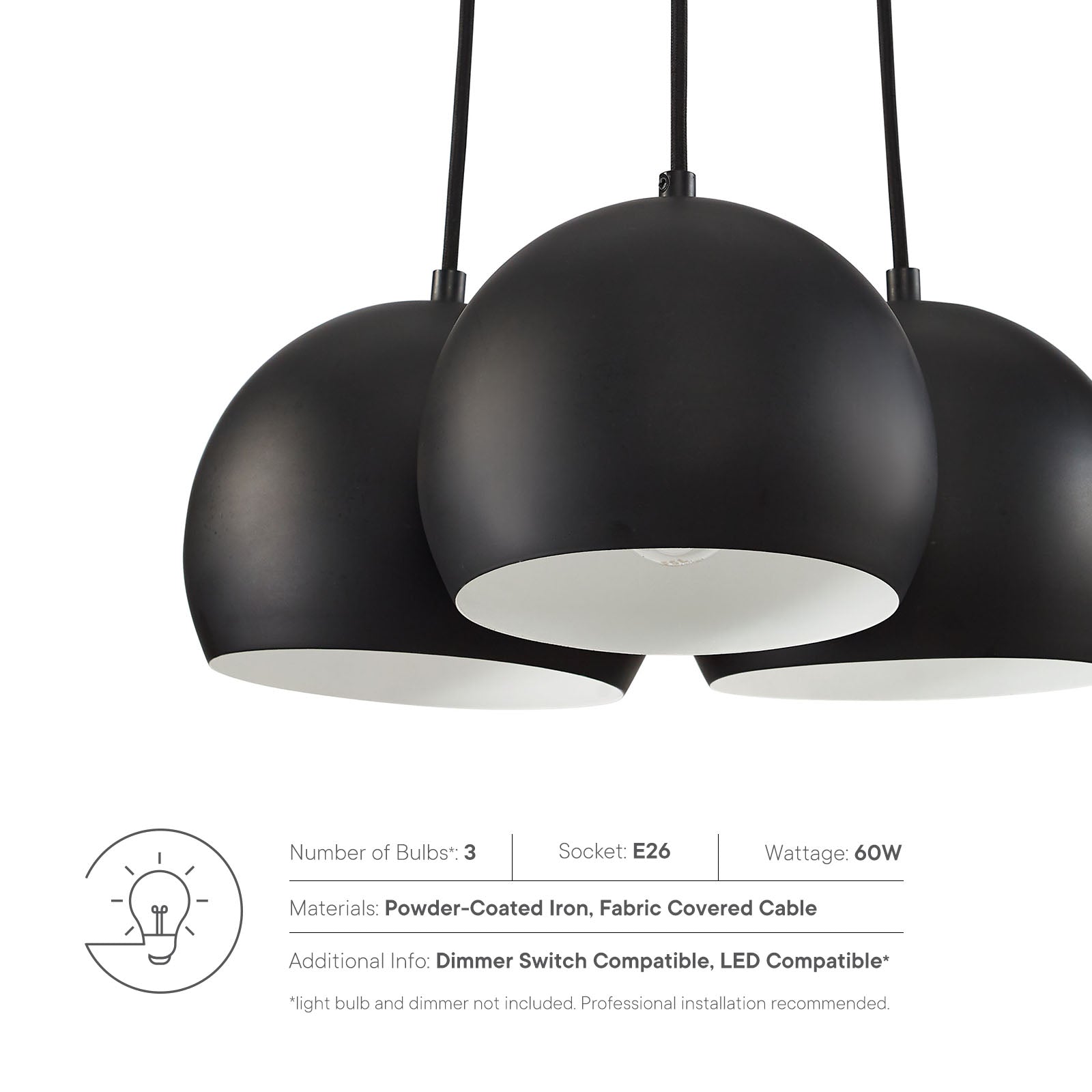 Chalice 3-Light Metal Pendant by Modway